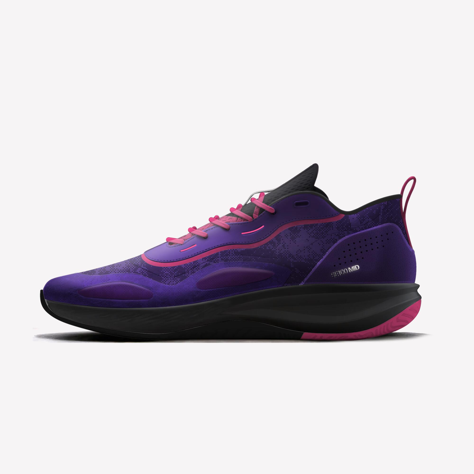 kipsta Adult Basketball Shoe Xover 100 Mid Cut Purple Pink-picture-23