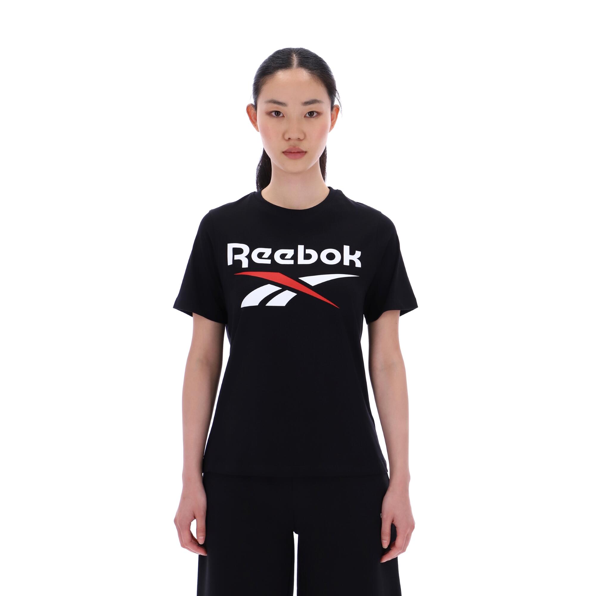 REEBOK T-shirt nera Reebok donna palestra regular fit cotone