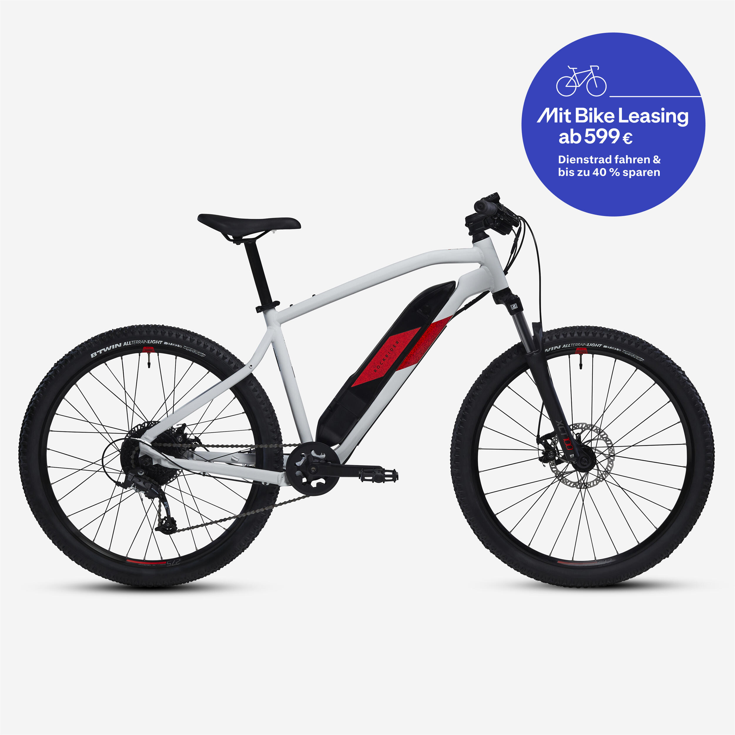 E-Mountainbike Hardtail 27,5 Zoll E-ST 100 weiss ROCKRIDER | Decathlon