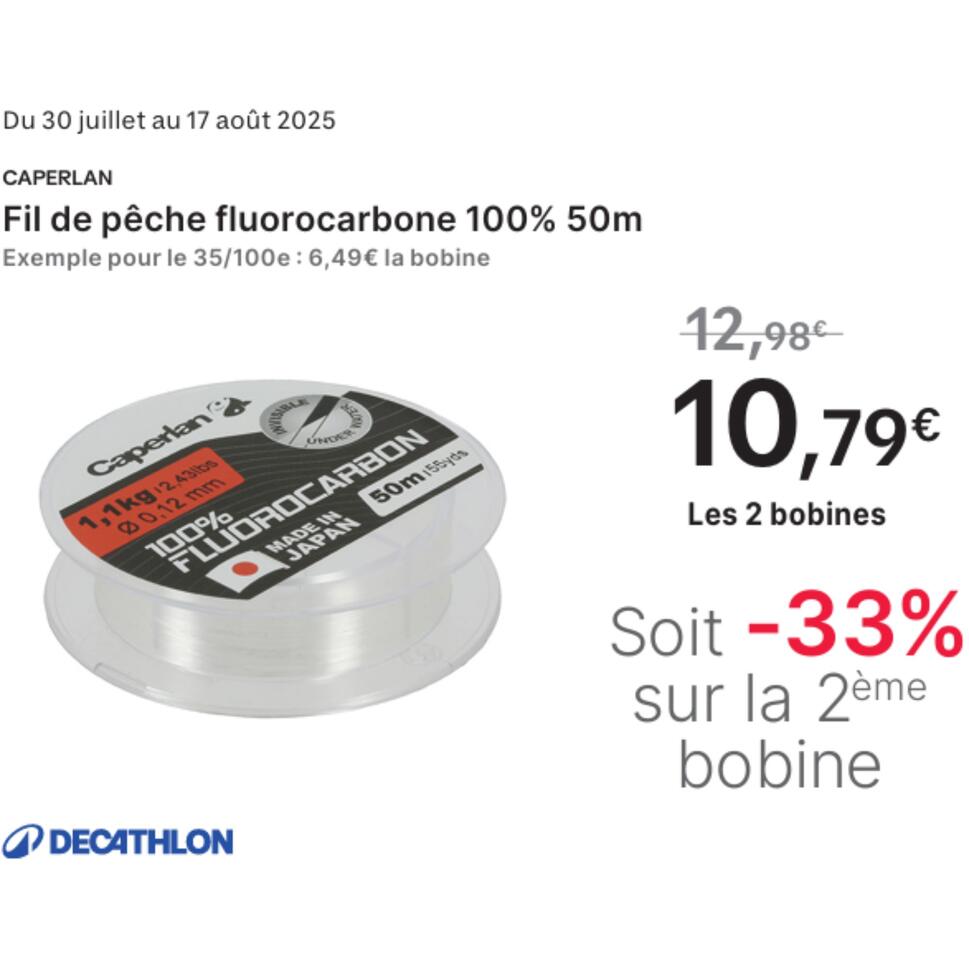 Ligne De Pêche Fluorocarbone 100m – Rouge/blanc, Résistance 4 à 32LB, Neuve