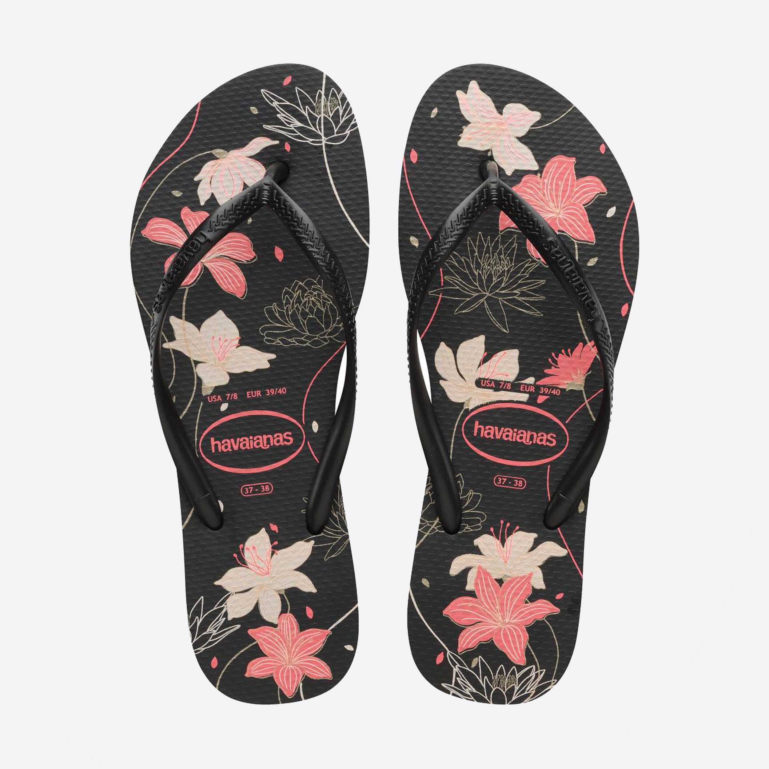 Teenslippers voor dames Slim zwart/roze 3/4