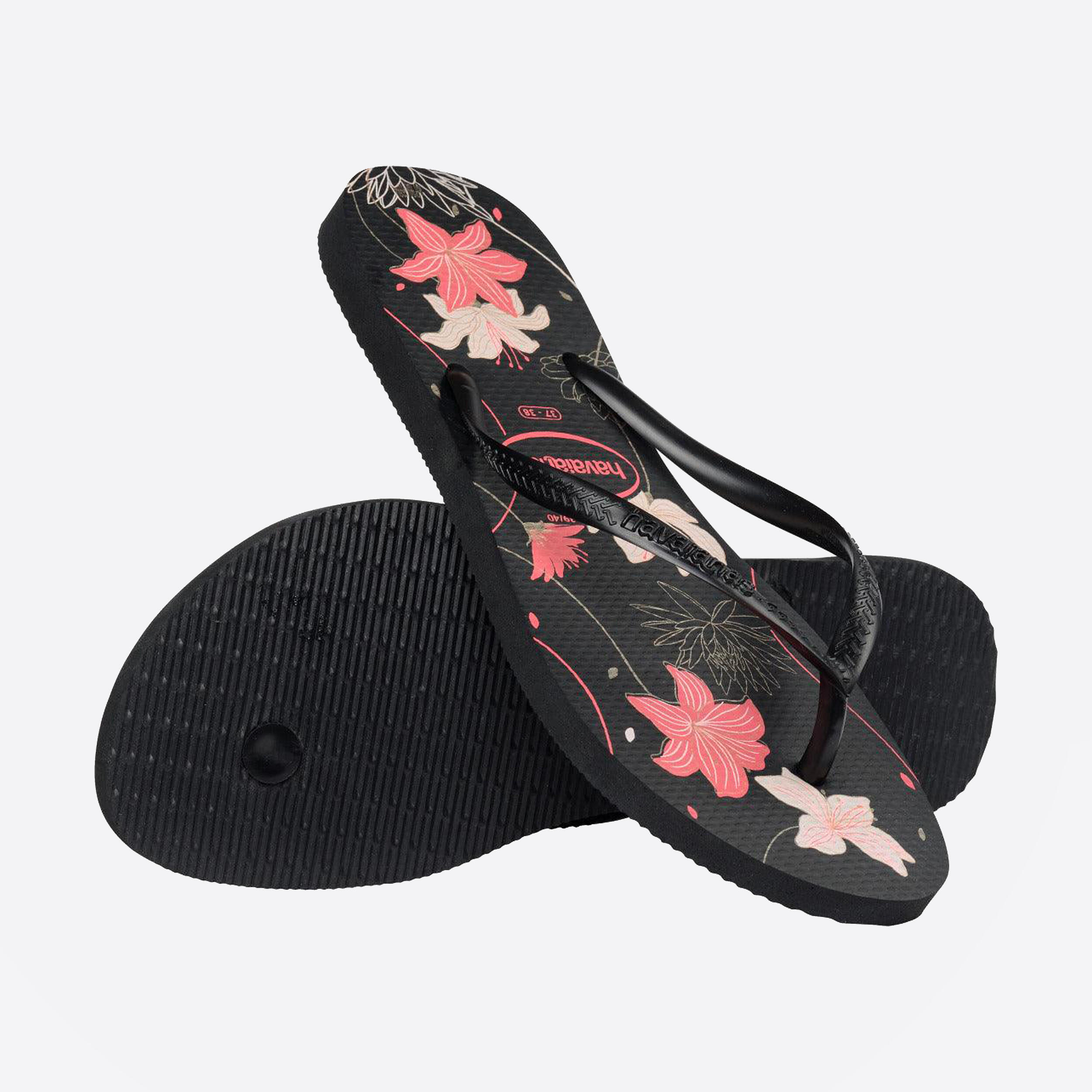 Teenslippers voor dames Slim zwart/roze 4/4