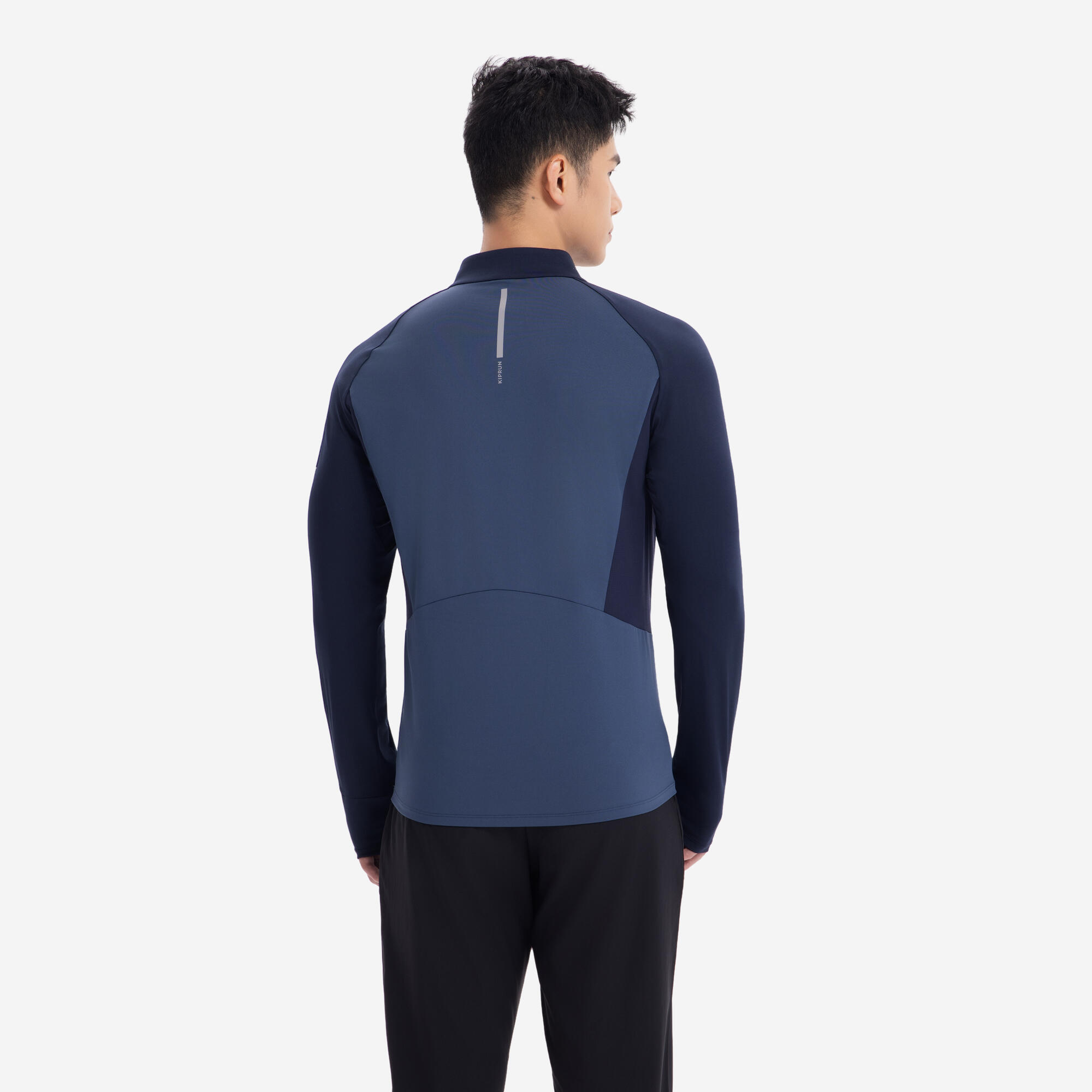 Men's 1/2 Zip Long-Sleeved Running T-Shirt - Abyss Blue
