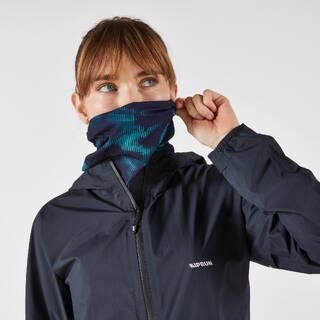Kiprun Warm+V2 Adult Running Neck Warmer - Blue and Green Graphics