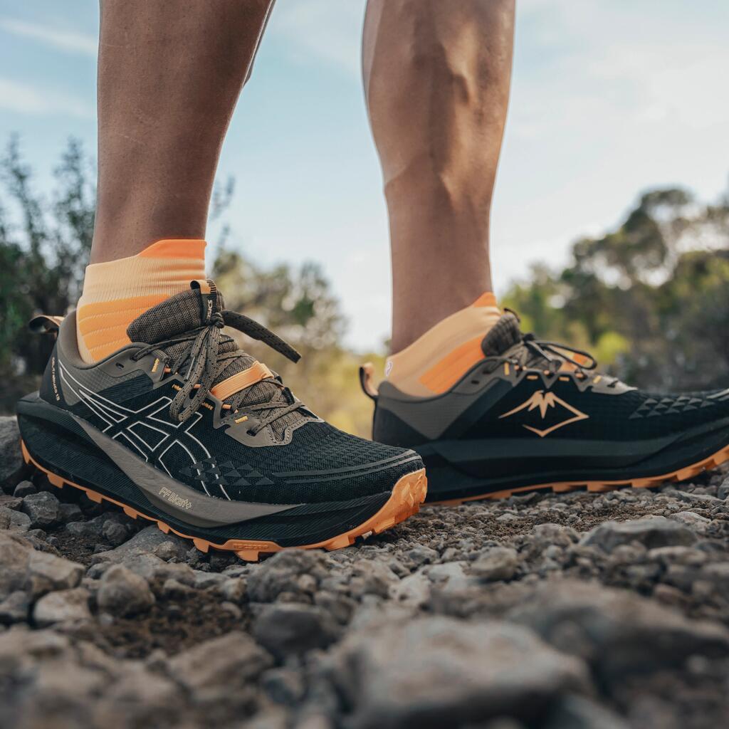 Moški copati za tek, Asics Gel-Trabuco 13 - črni/kaki/oranžni