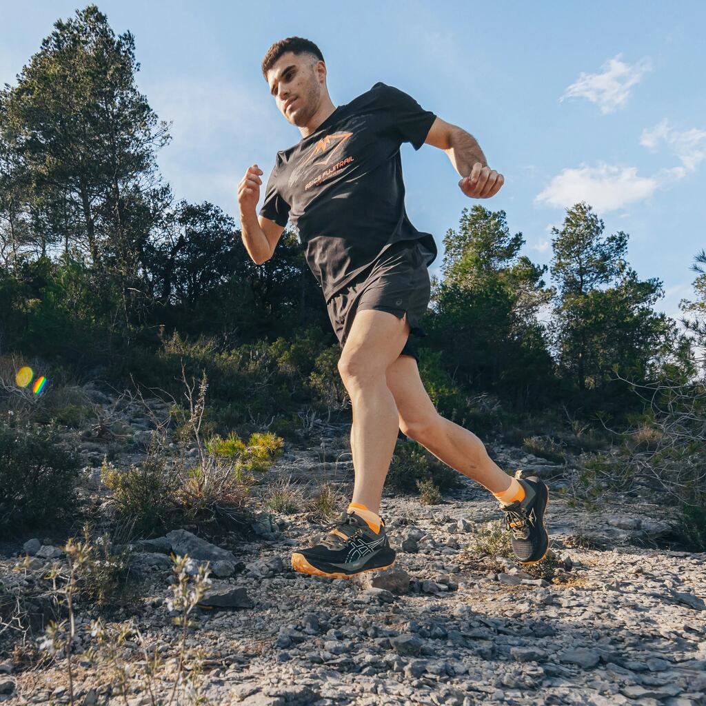 Moški copati za tek, Asics Gel-Trabuco 13 - črni/kaki/oranžni