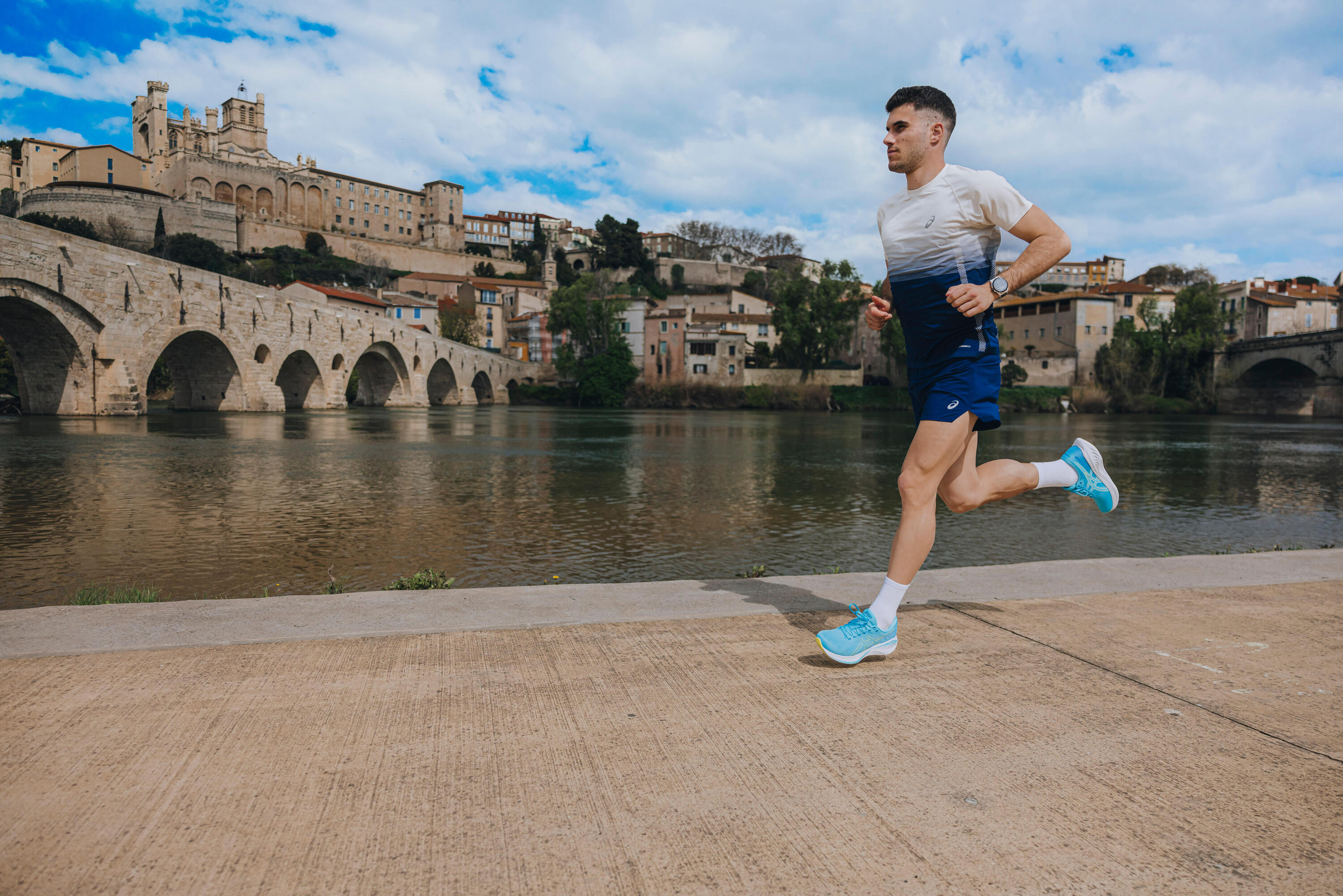 Scarpe running uomo Asics GEL STRATUS KNIT 4 blu-turchese-bianco 10/10