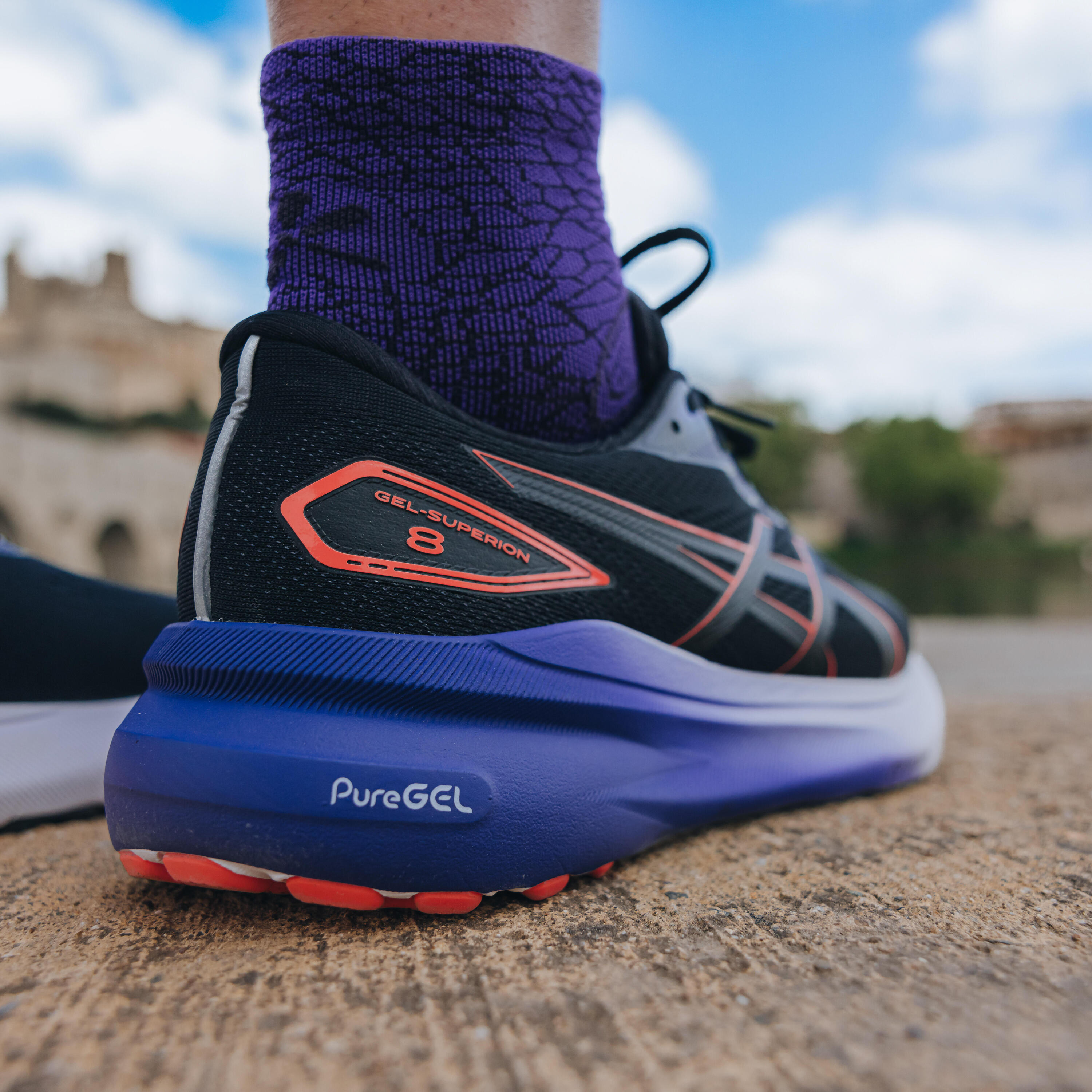 Zapatillas running Asics Superion 8 Hombre - negro y violeta 12/14