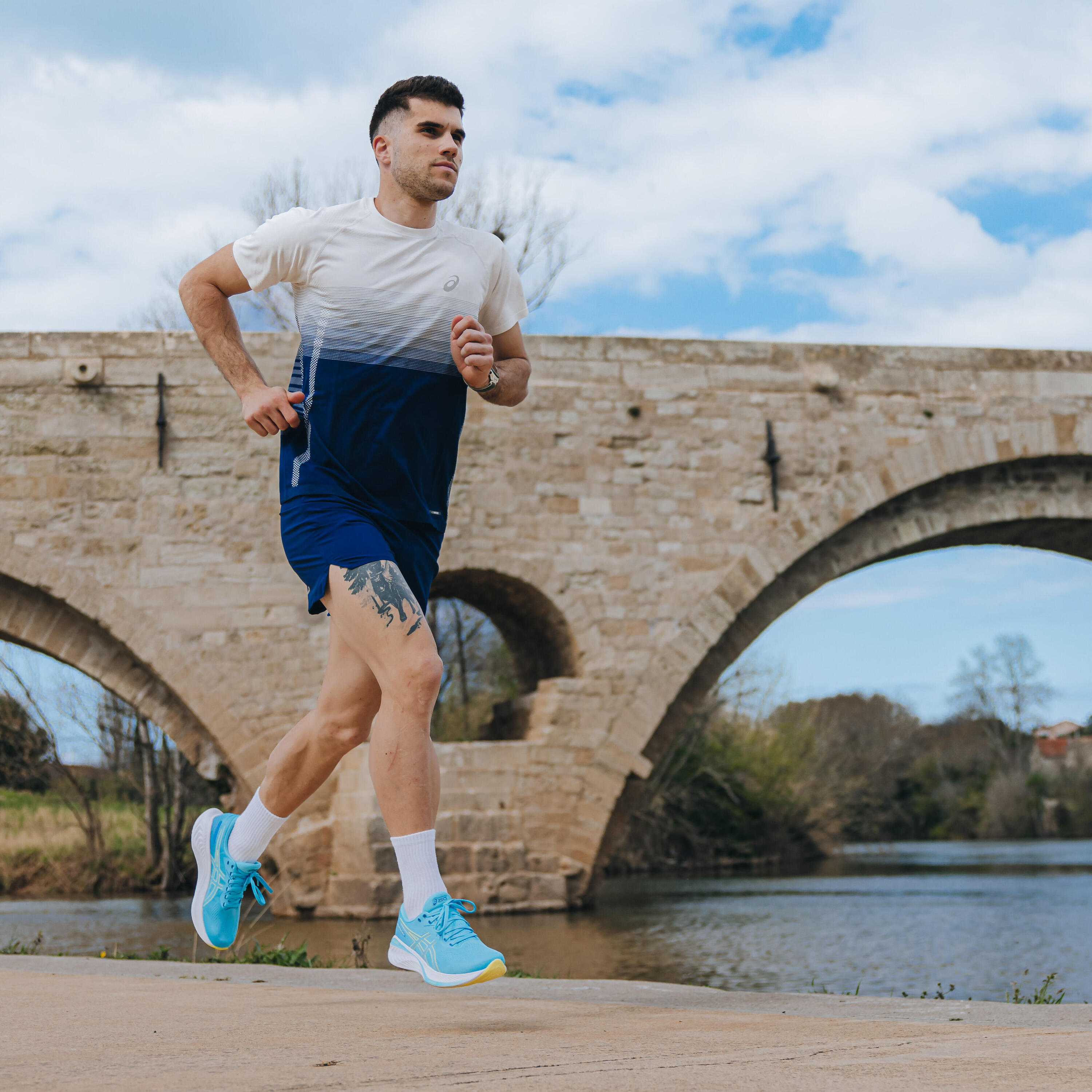 Scarpe running uomo Asics GEL STRATUS KNIT 4 blu-turchese-bianco 8/10