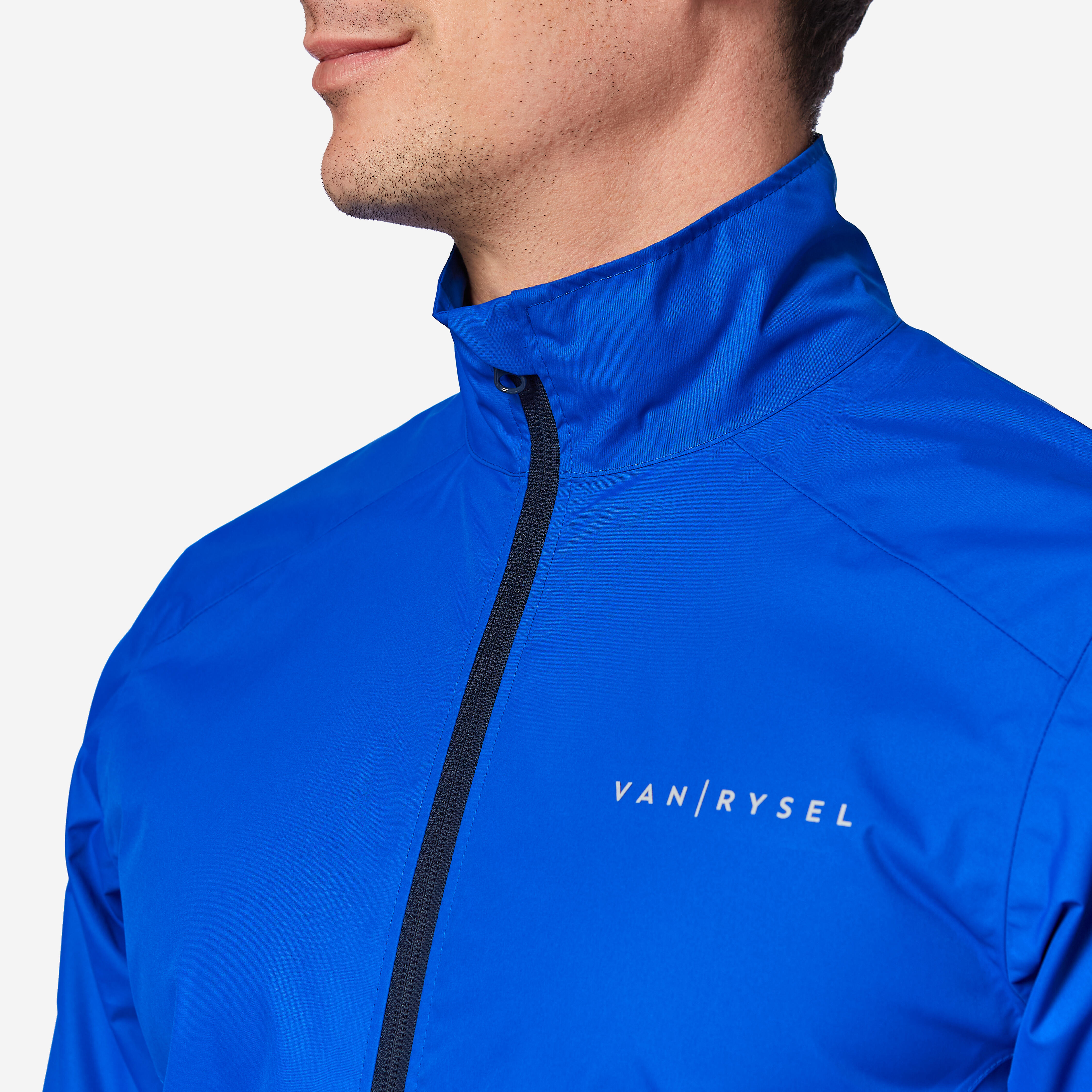 Men's LS Road Cycling Rain Jacket - RC 100 Blue - TRIBAN