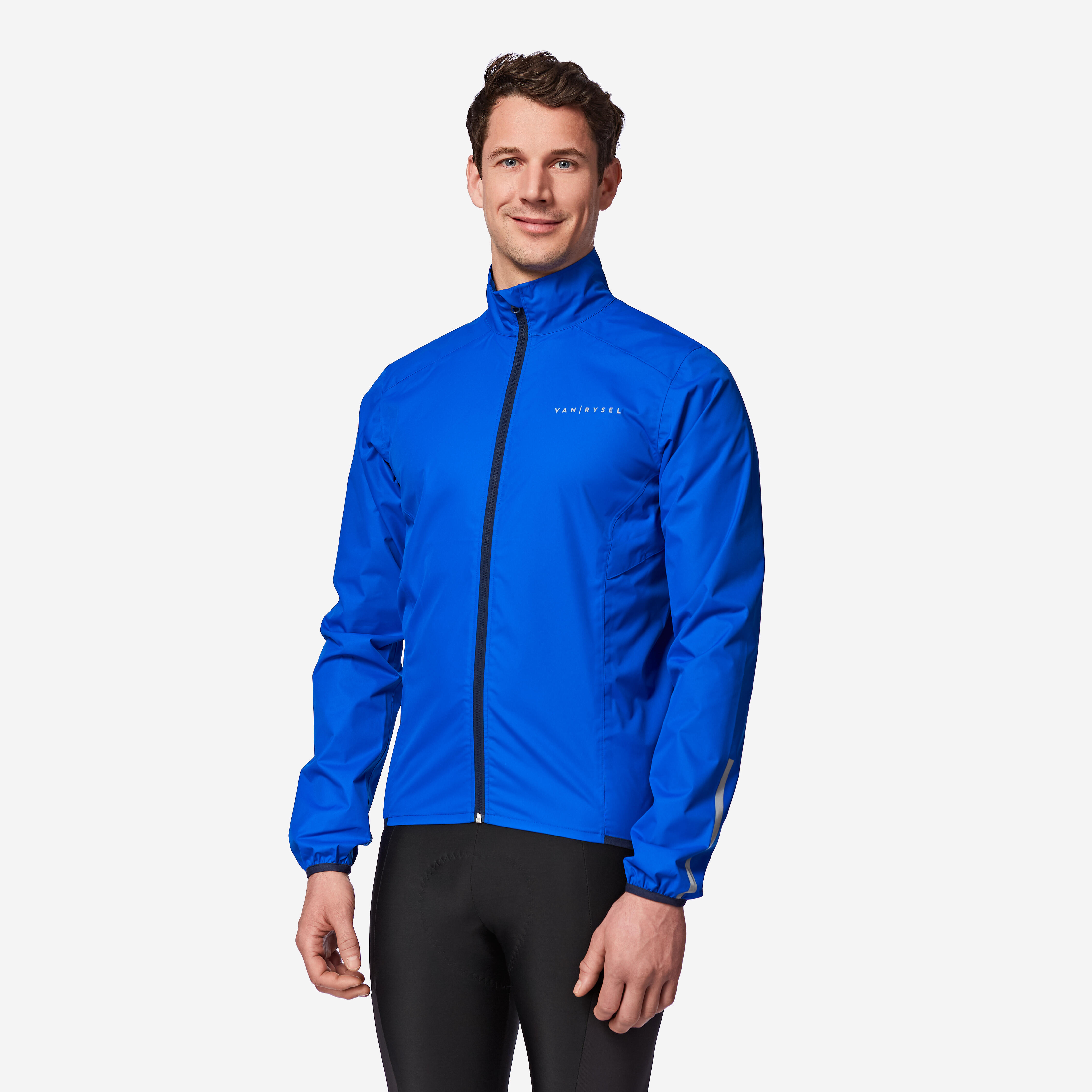Men's LS Road Cycling Rain Jacket - RC 100 Blue - TRIBAN