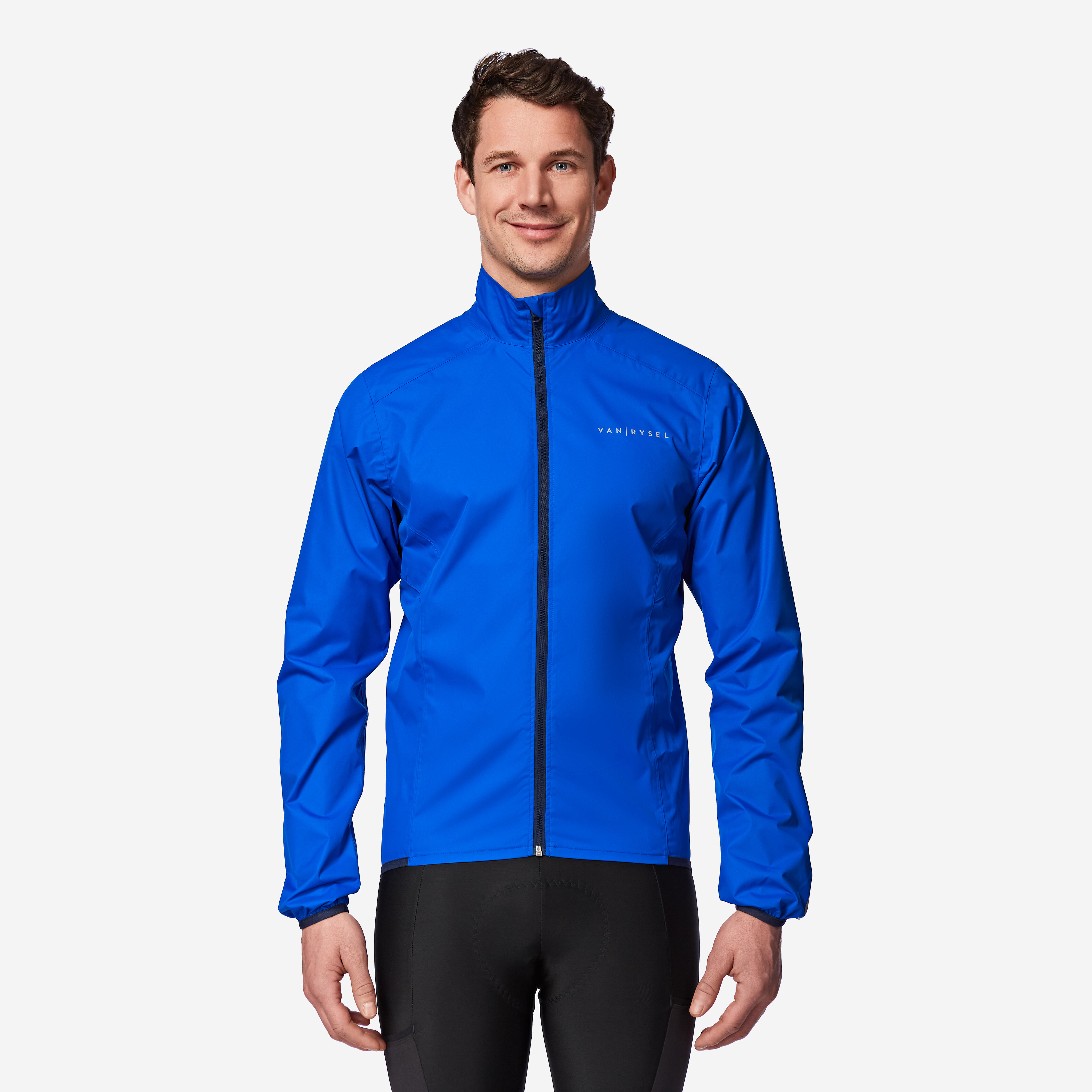 Men's LS Road Cycling Rain Jacket - RC 100 Blue - TRIBAN