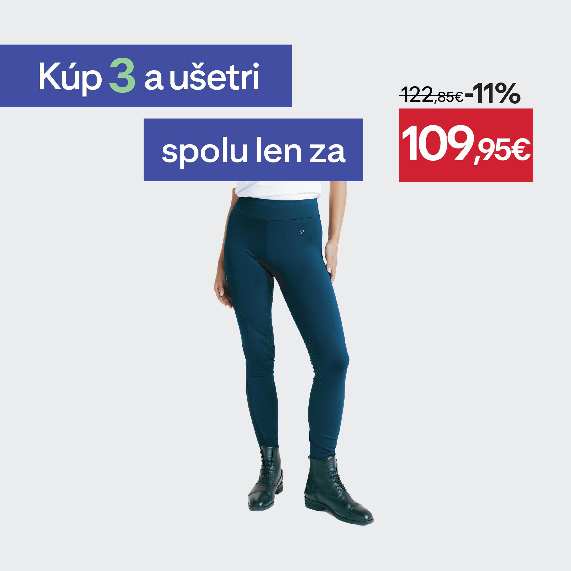 FOUGANZA Dámske jazdecké legíny 500 so silikónovým sedom tmavomodré L