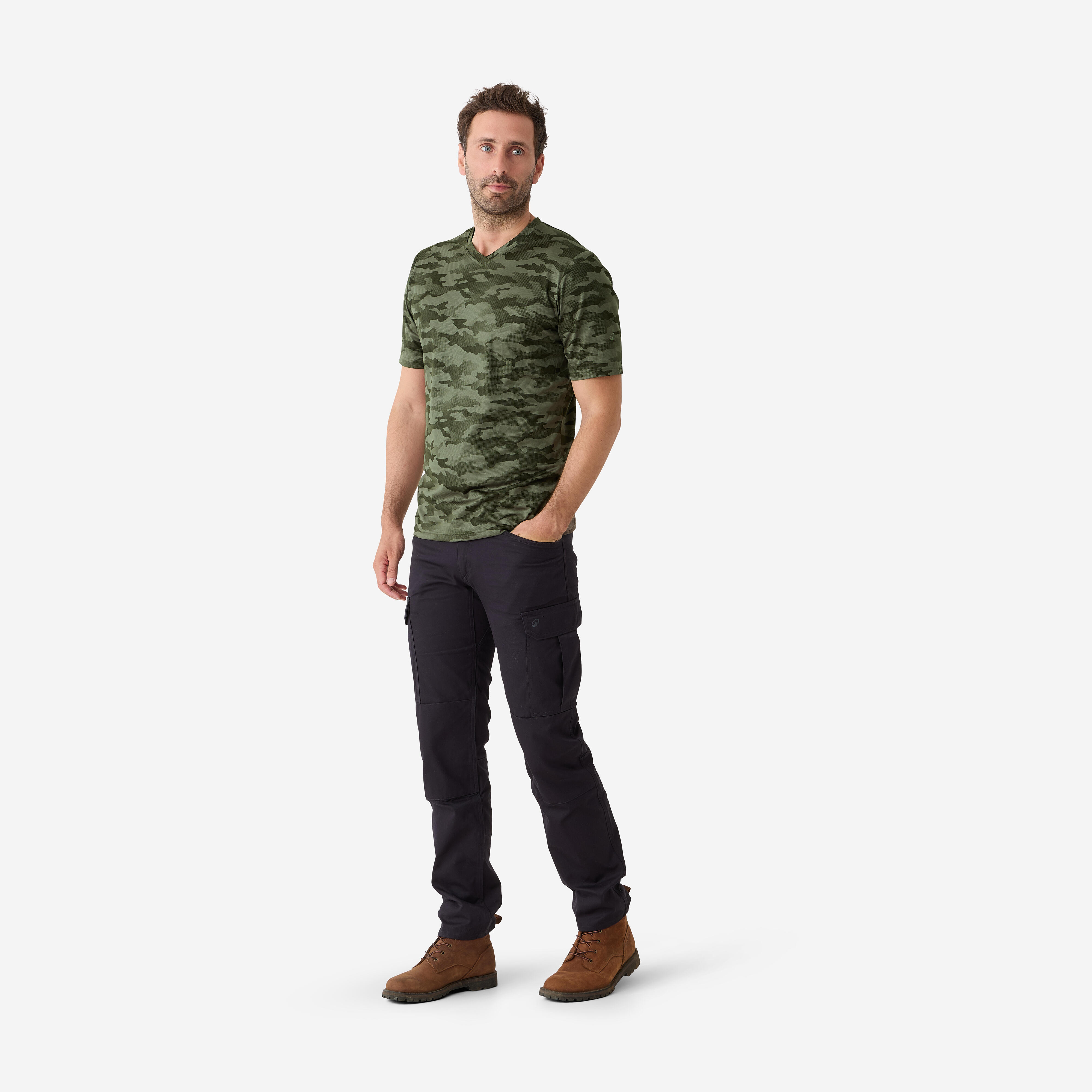Hunting Short-Sleeved T-Shirt - 100 Camo - SOLOGNAC