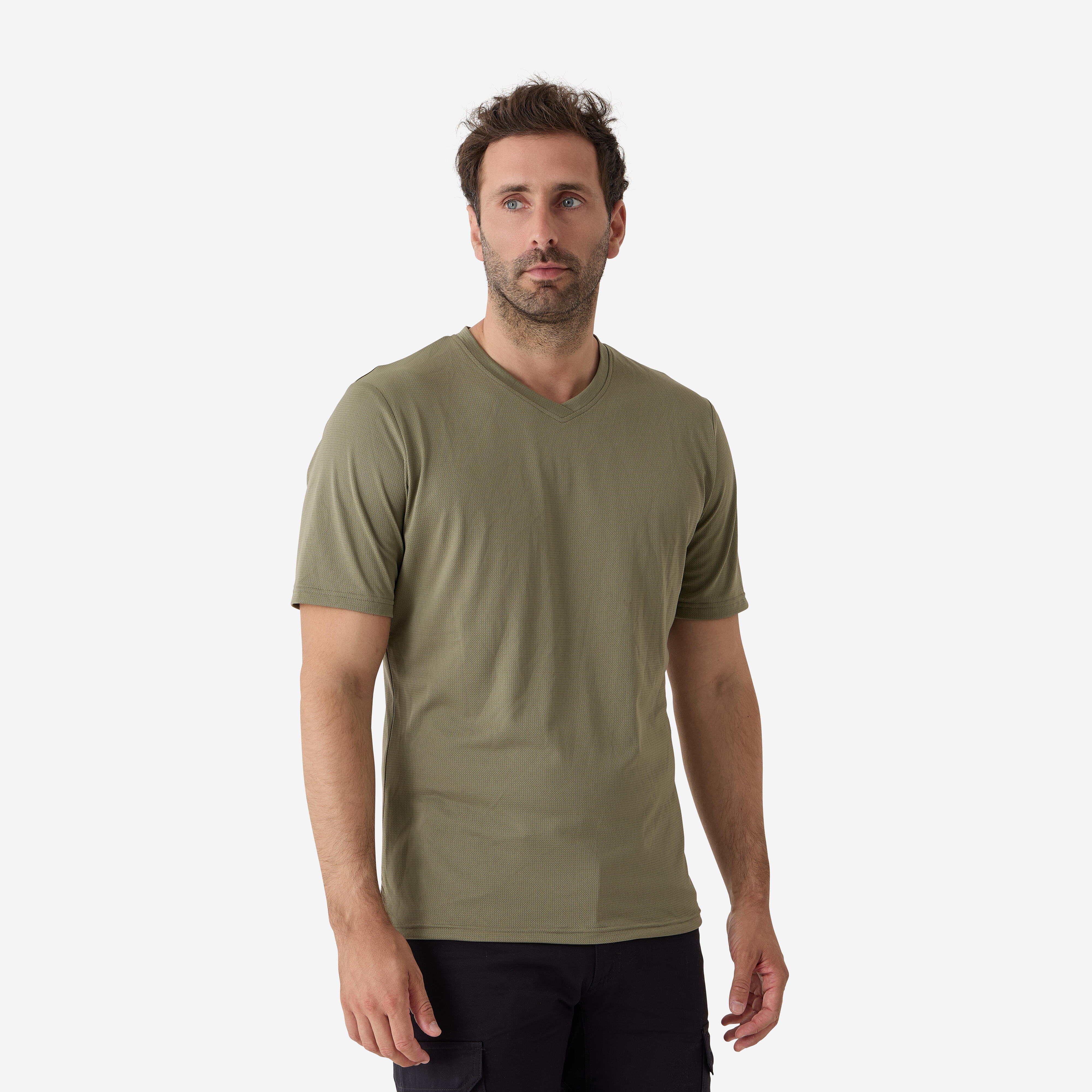 Men's Hunting Short-sleeved Breathable T-shirt 100 light green