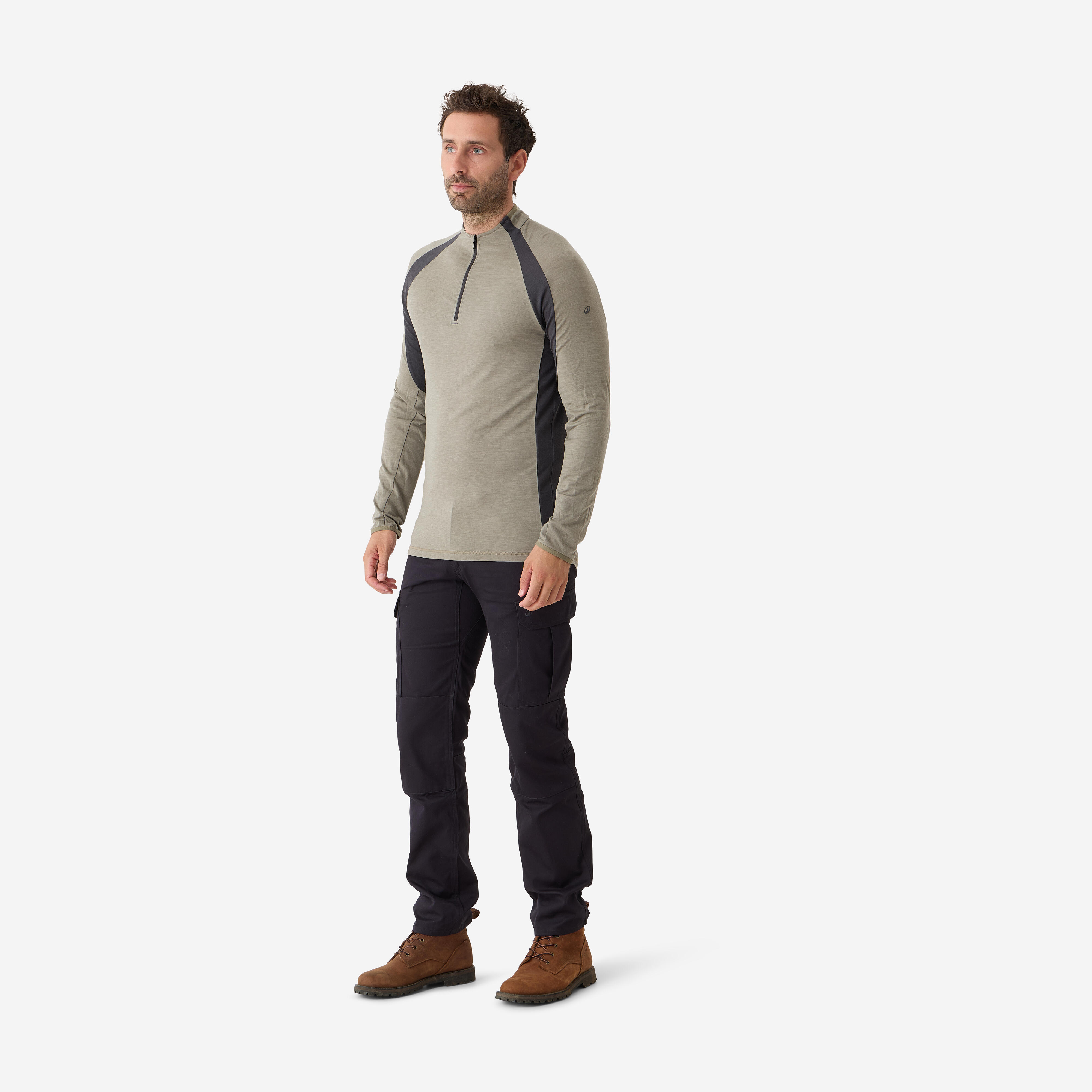 Men's Long-sleeved Breathable Merino Wool Zipped T-shirt - 900
