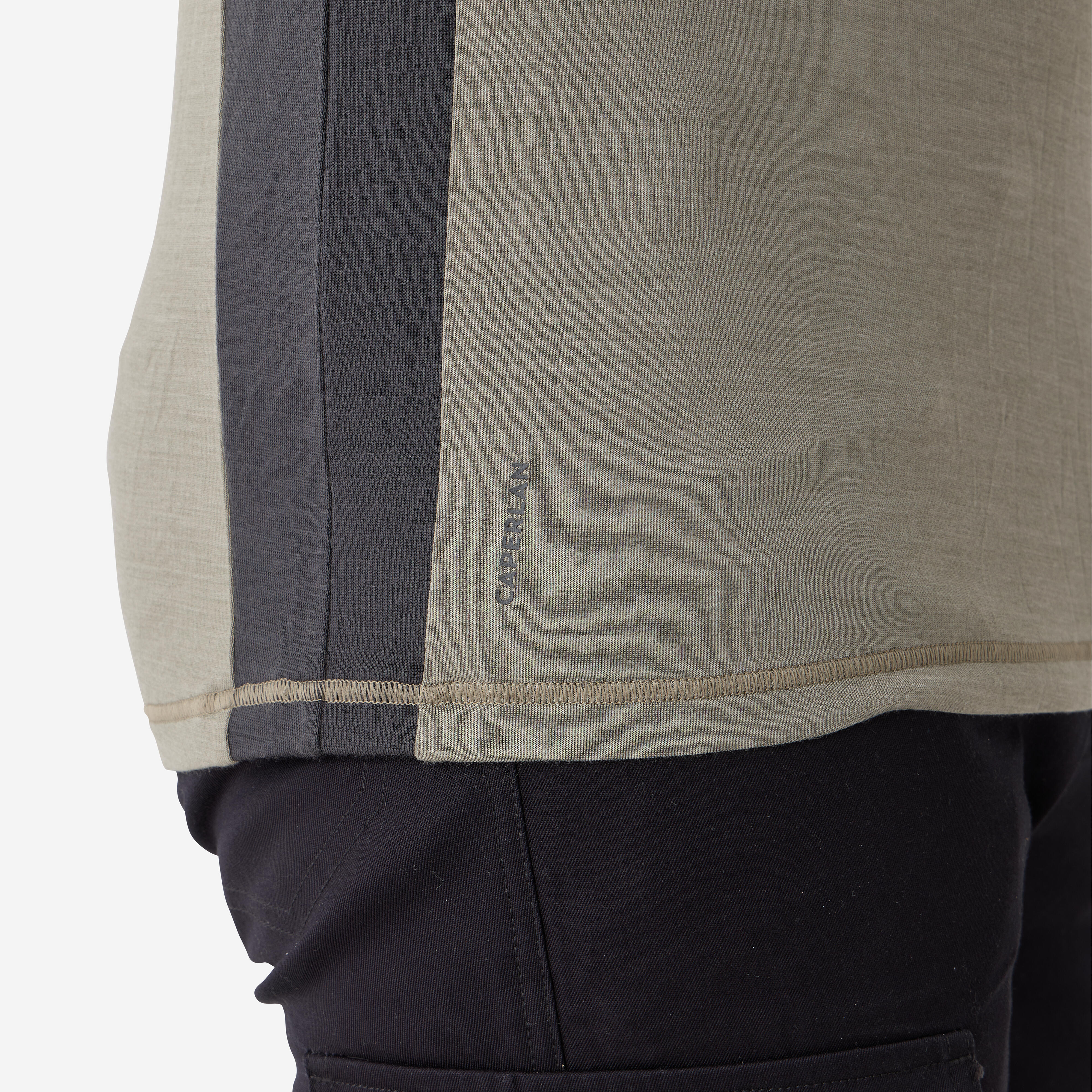 Men Long-sleeved Breathable Merino Wool Zipped T-shirt - 900 Green - SOLOGNAC