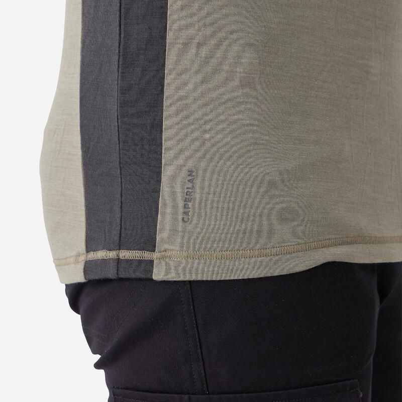 T-shirt manches longues laine mérinos respirant et zippé homme - 900 vert clair