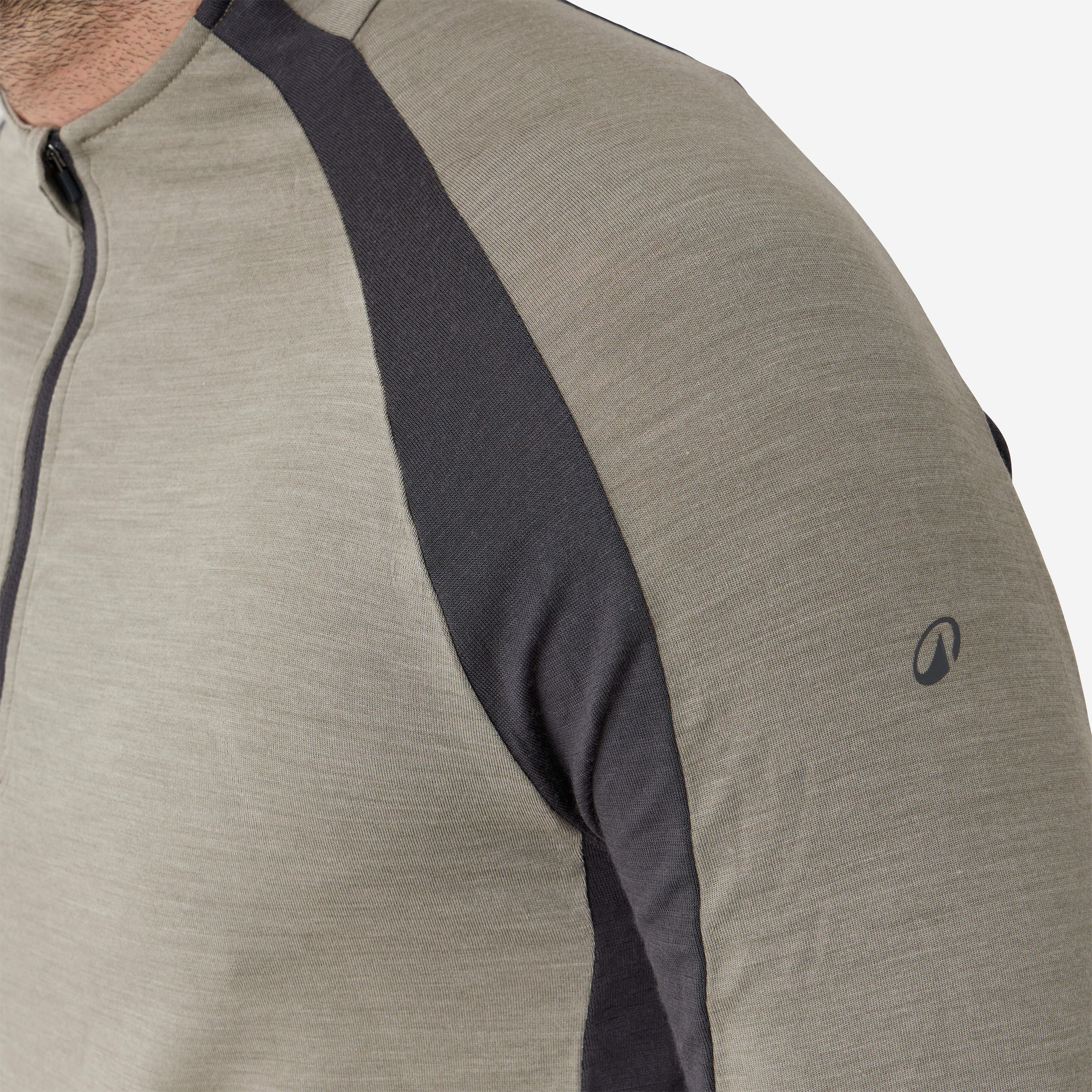 Men Long-sleeved Breathable Merino Wool Zipped T-shirt - 900 Green - SOLOGNAC