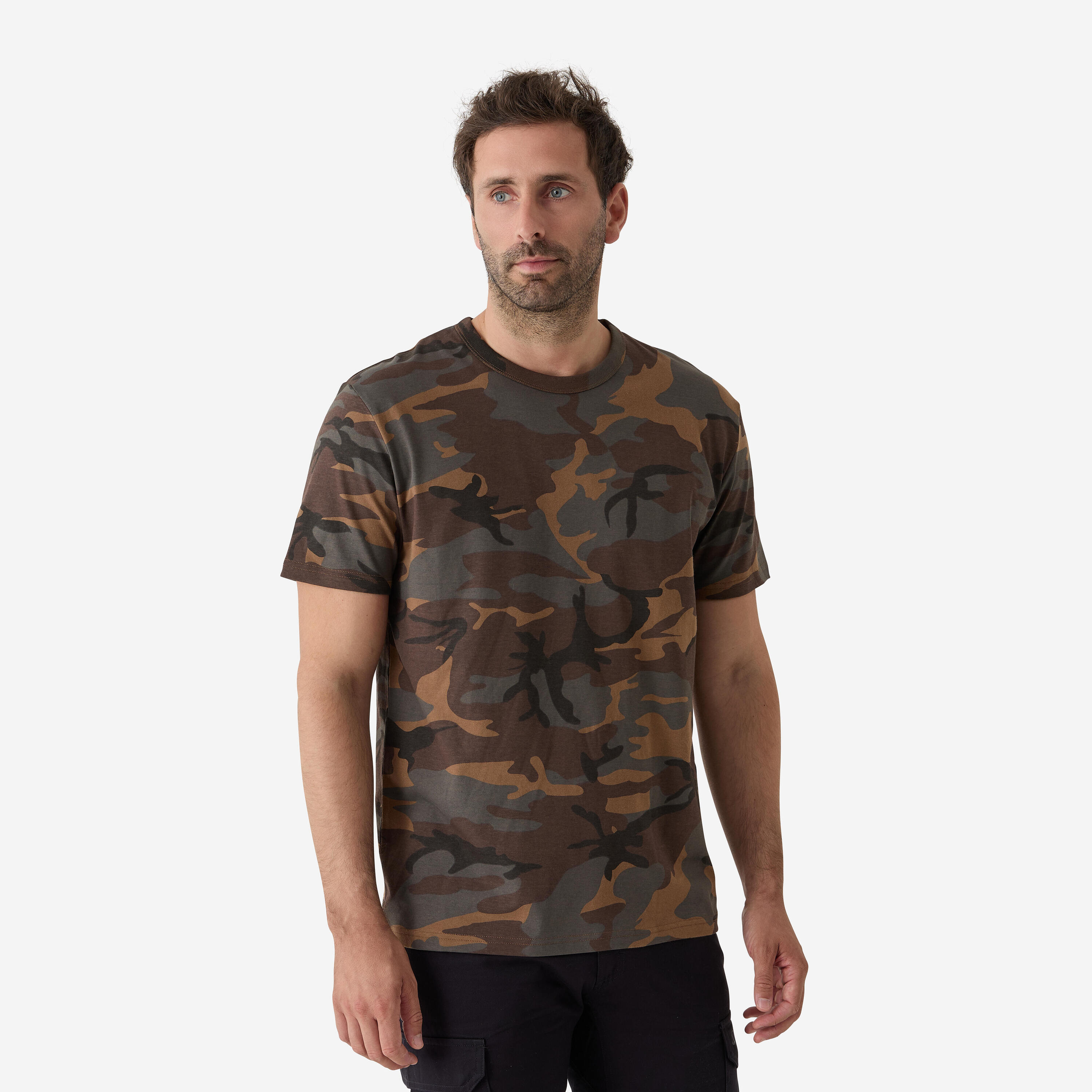 SOLOGNAC Samarreta Màniga Curta Home Caça Solognac 100 Woodland Camuflatge Verd Militar