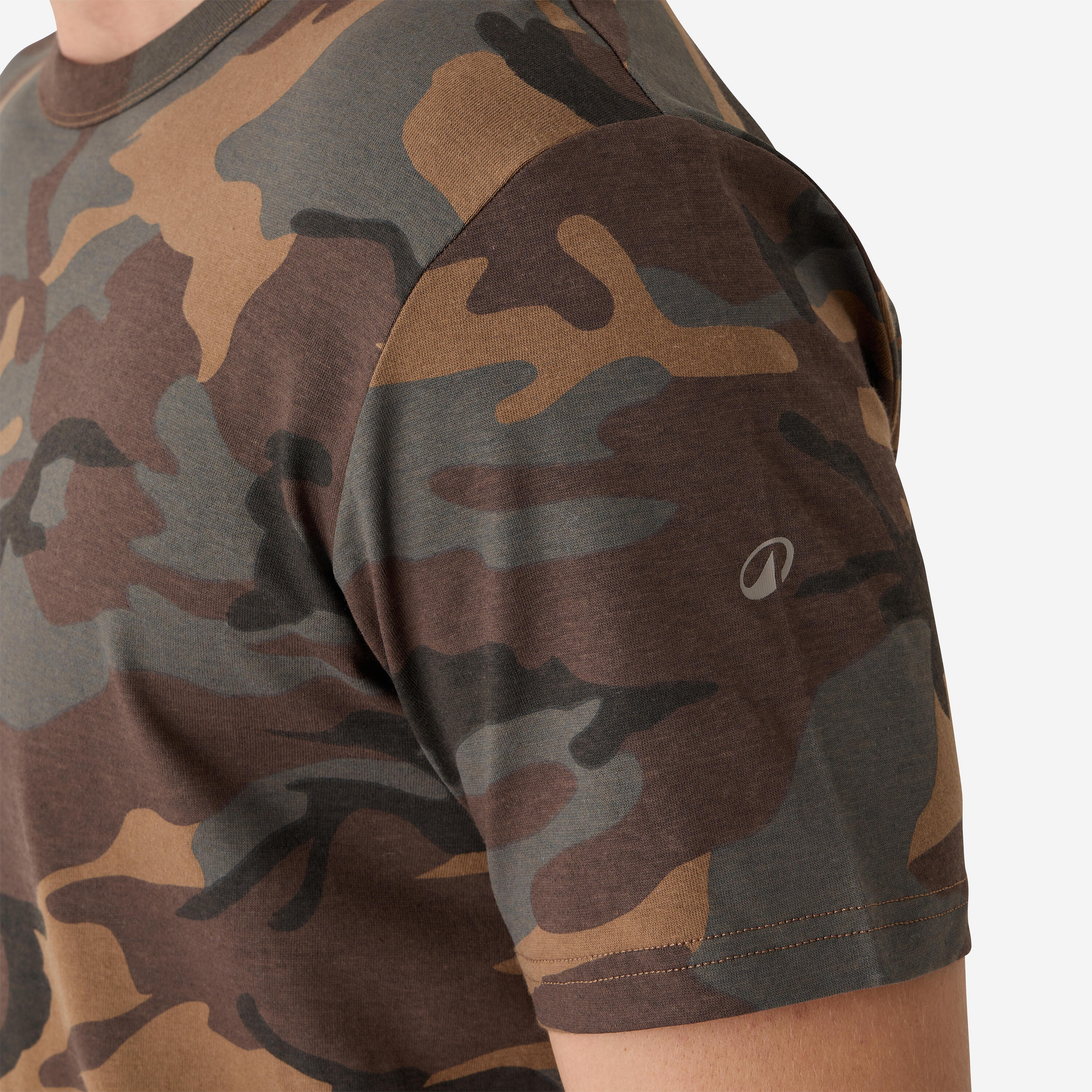 Stevig T-shirt 100 camouflage woodland groen 3/5