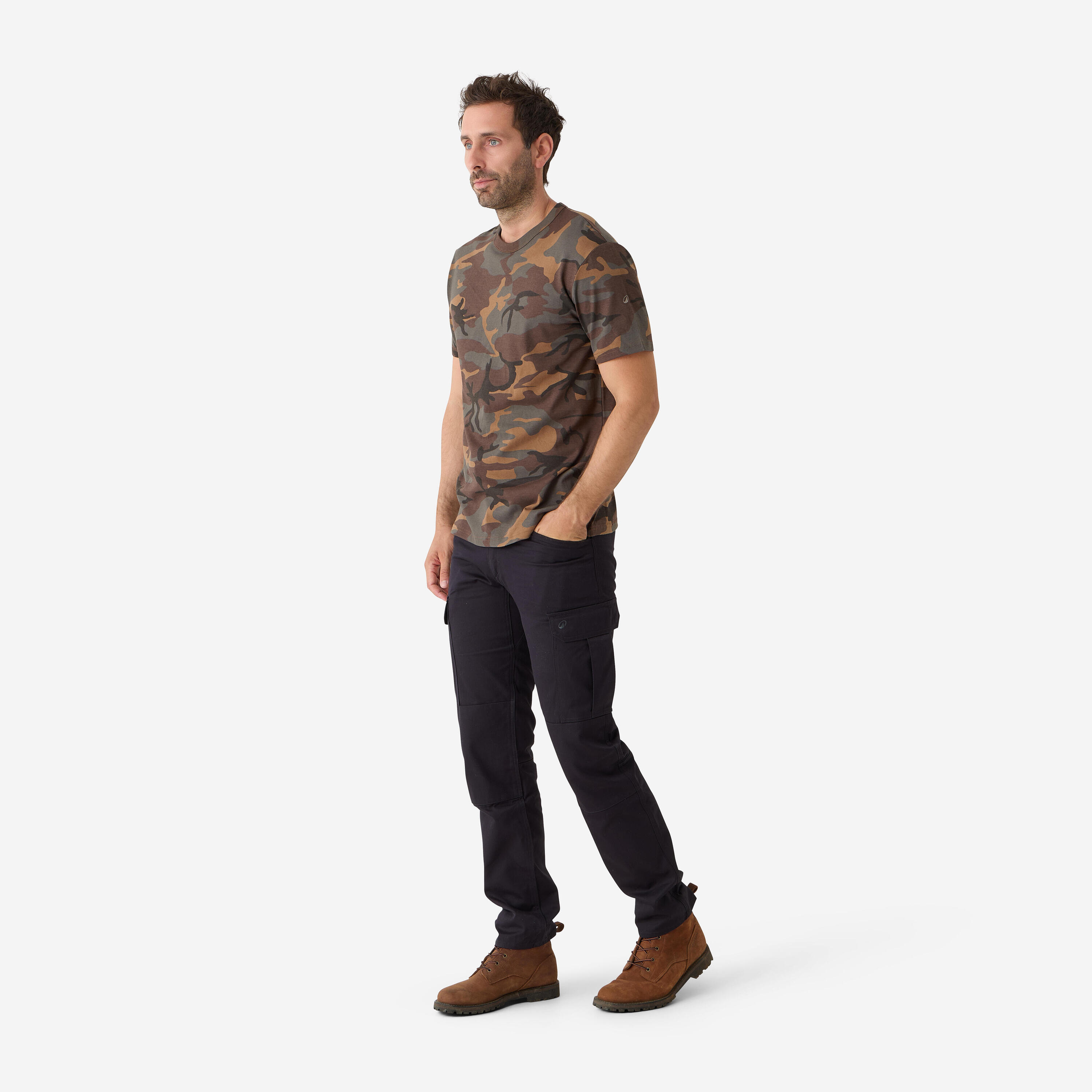 Stevig T-shirt 100 camouflage woodland groen 5/5