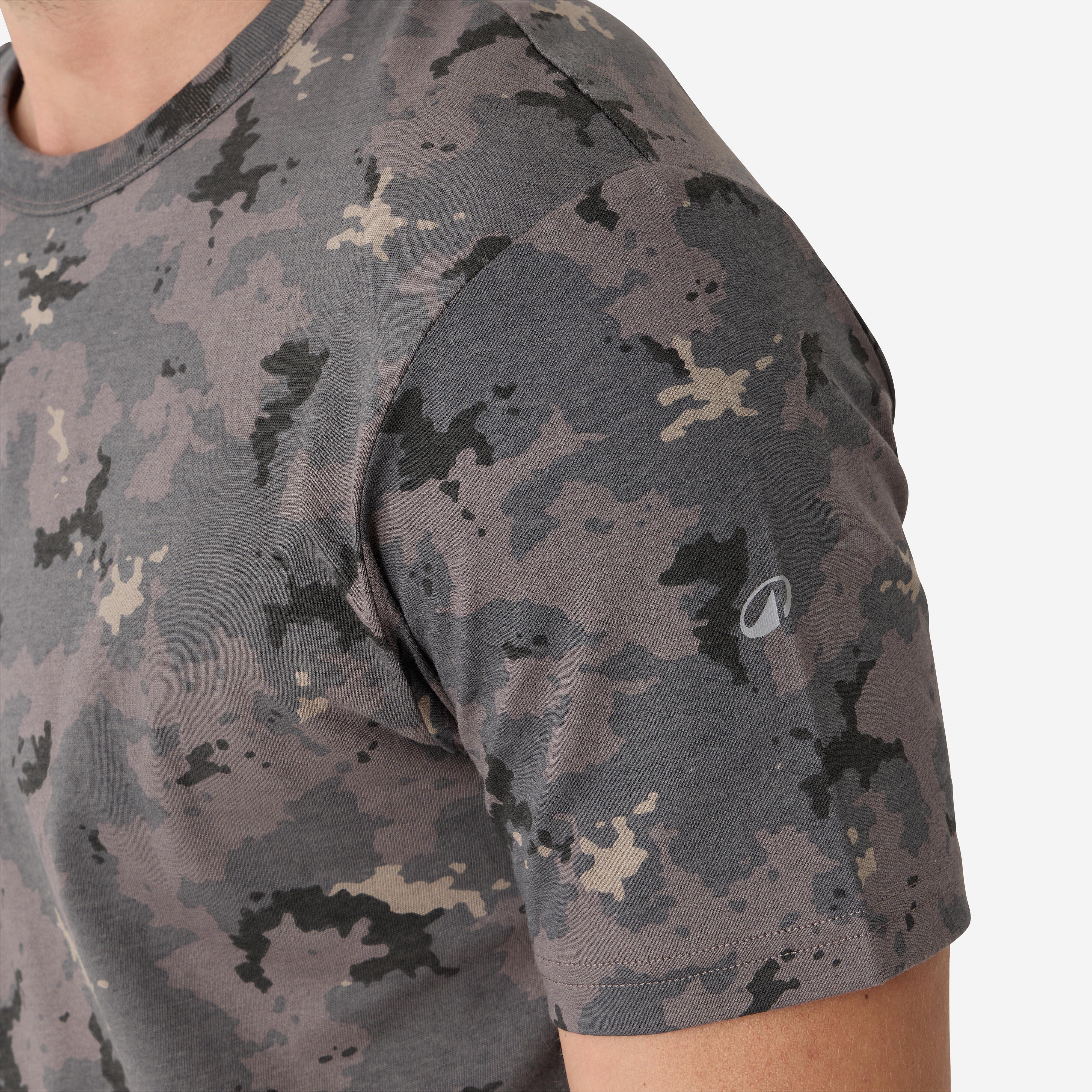 Men Cotton T-Shirt Army Military Camo Print -100 - BLACK