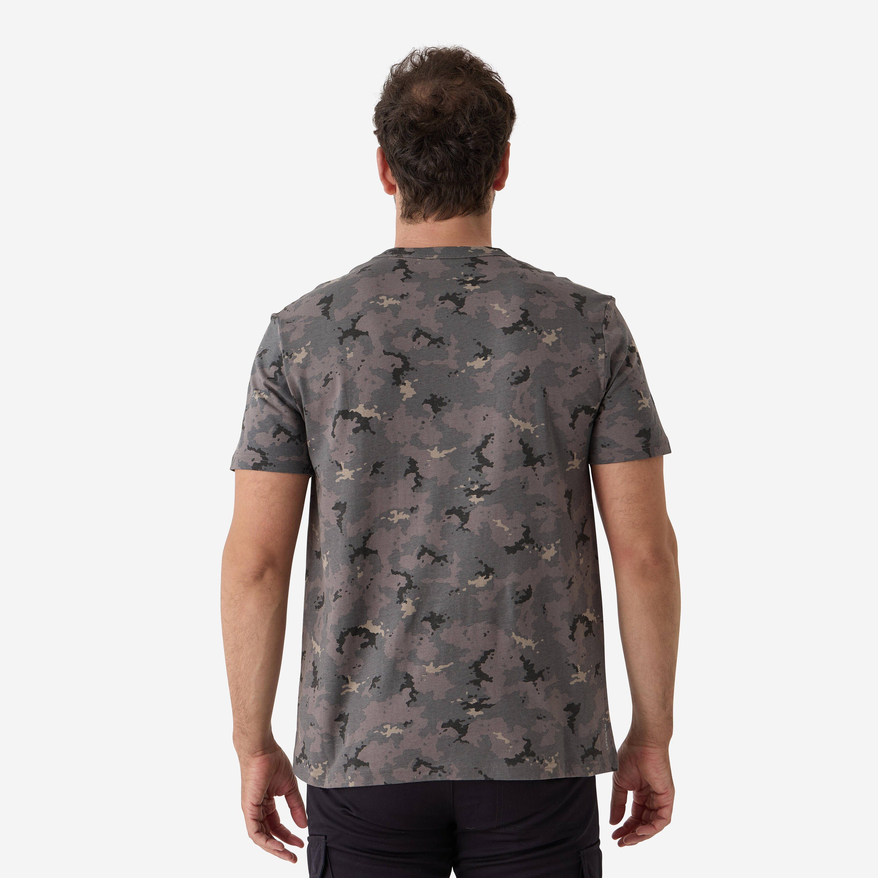 Men Cotton T-Shirt Army Military Camo Print -100 - BLACK -  2
