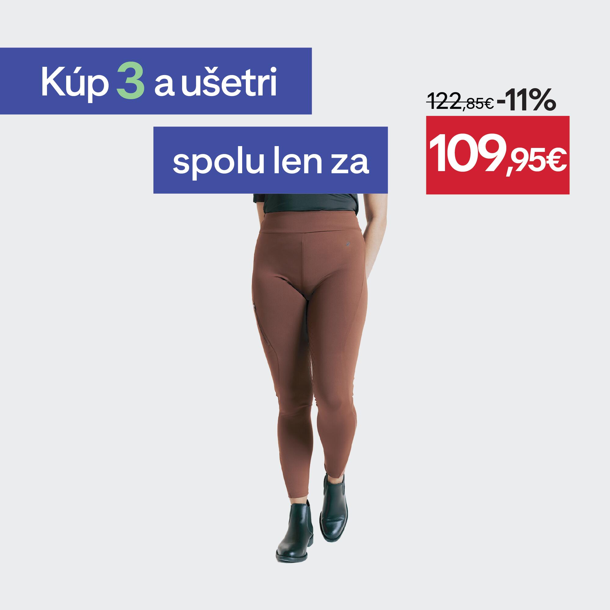 FOUGANZA Dámske jazdecké legíny 500 Fullgrip hnedé 2XS