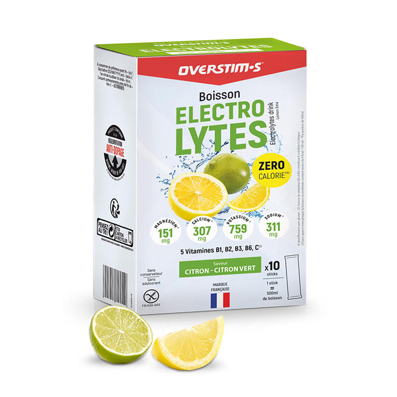 Overstims Băutură cu electroliți lămâie (zero calorii) - cutie 10 pliculețe x 8g