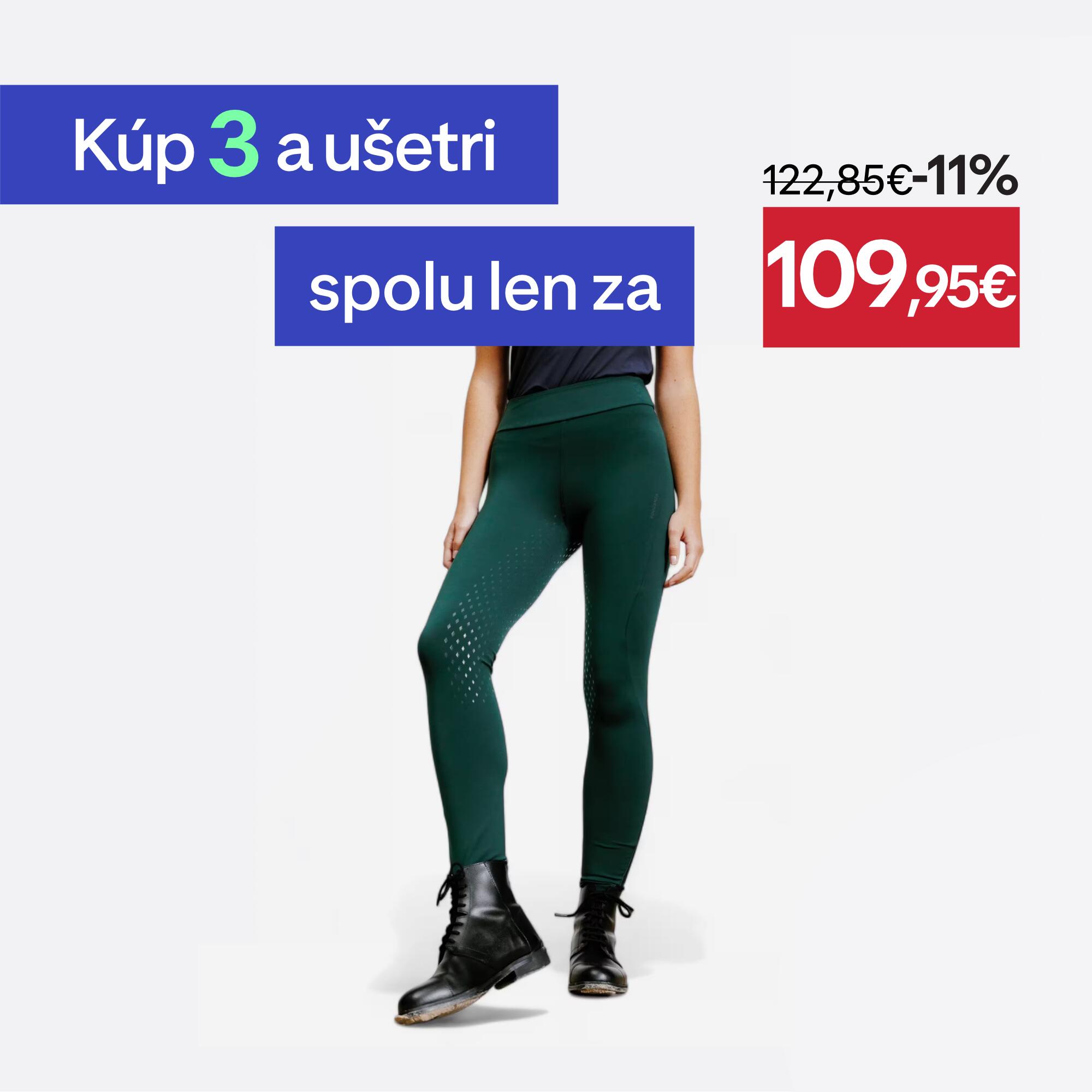 FOUGANZA Dámske jazdecké legíny 500 fullgrip zelené 2XS