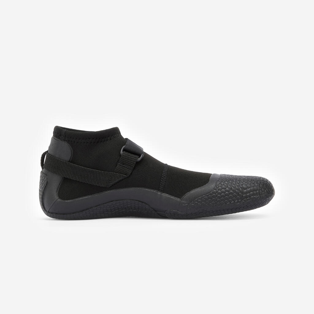 Surfing and windsurfing low booties 3 mm natural rubber - 100 black