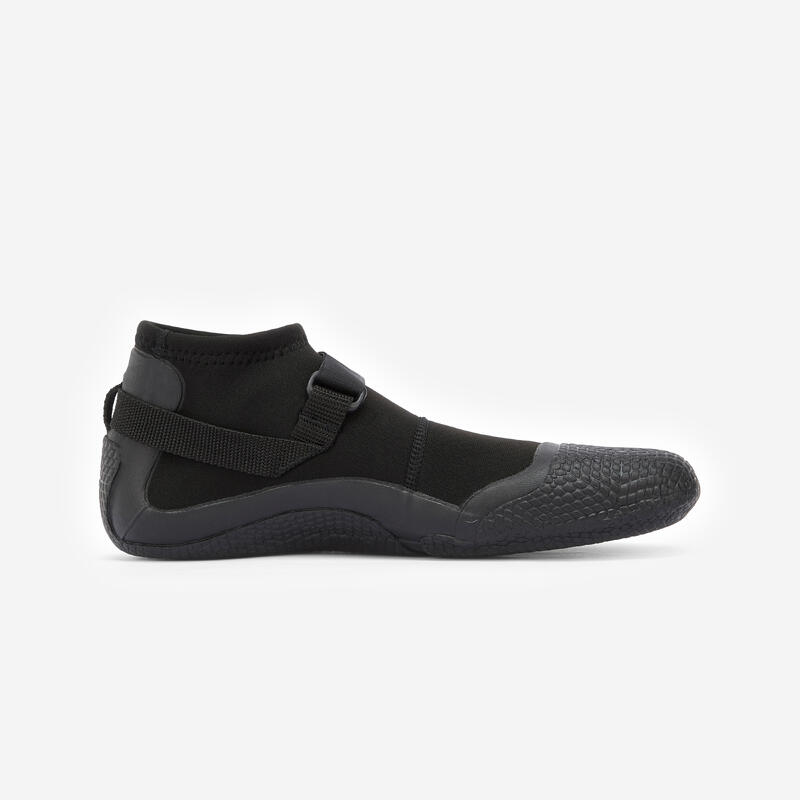 Botoși scurți de surf și windsurf cauciuc natural 3 mm - 100 Negru