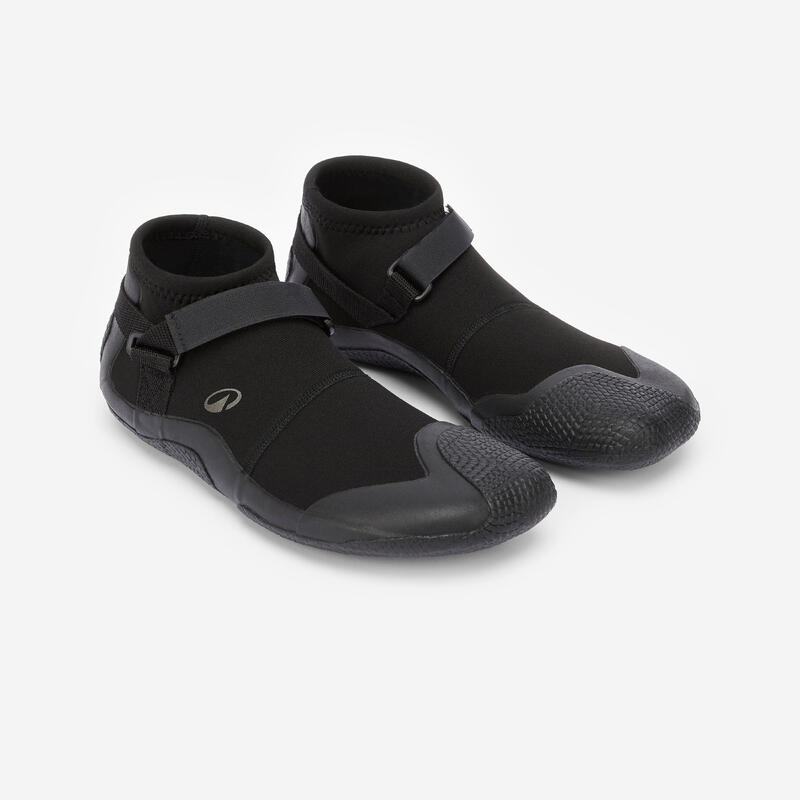 Botoși scurți de surf și windsurf cauciuc natural 3 mm - 100 Negru