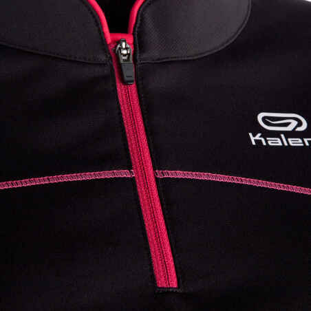 Ekiden Women's Warm Long Sleeved Running Jersey - Black/Pink