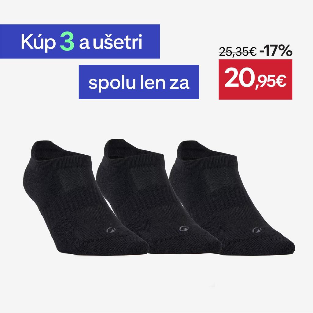 Športové ponožky RS 500 nízke 3 páry čierne
