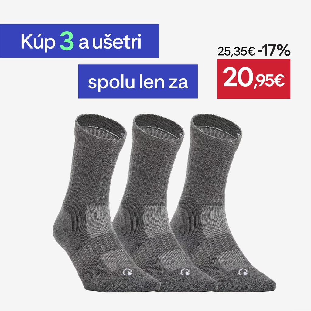 Tenisové ponožky RS 500 vysoké 3 páry sivé