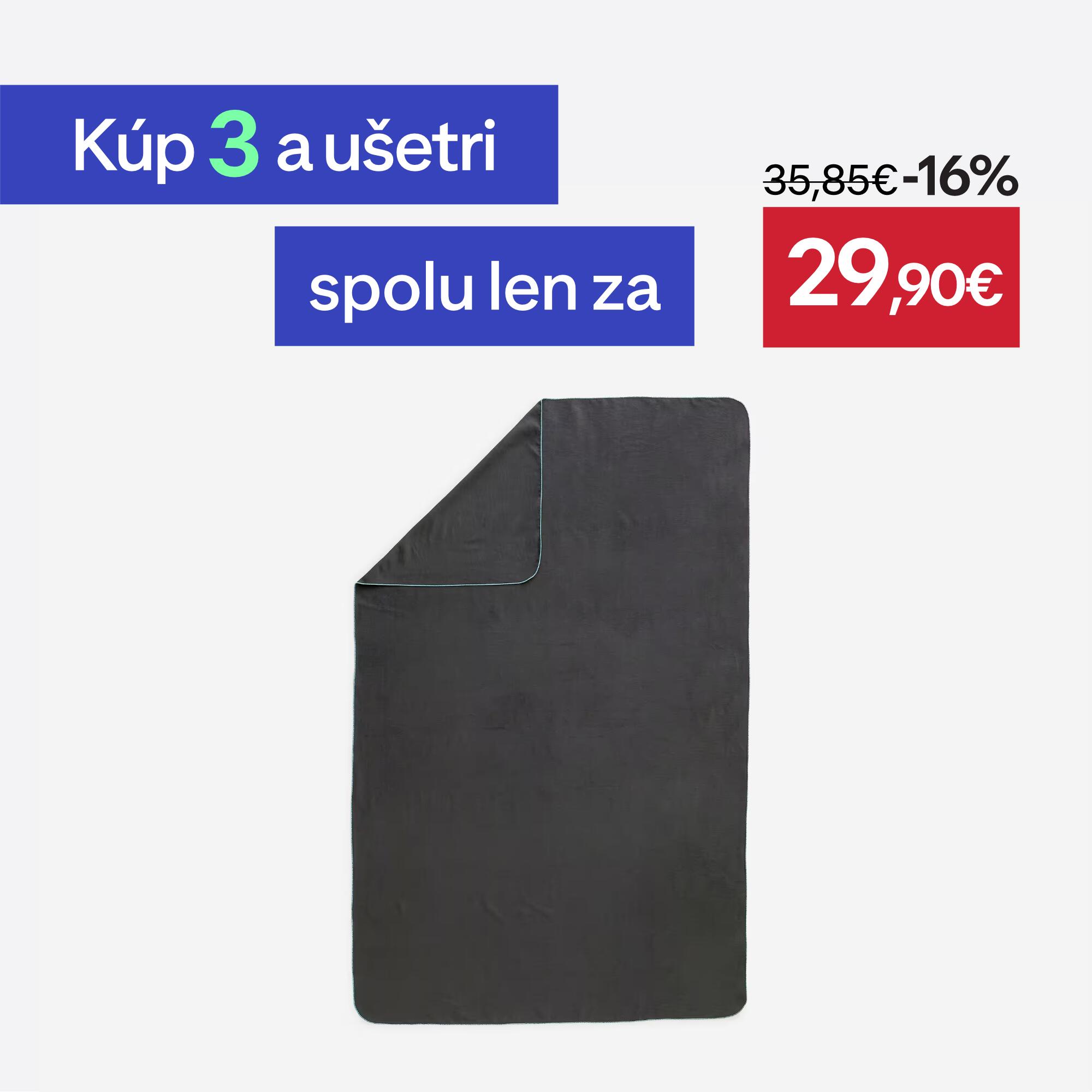 NABAIJI Uterák z mikrovlákna veľkosť XL (110 cm × 175 cm) čierny