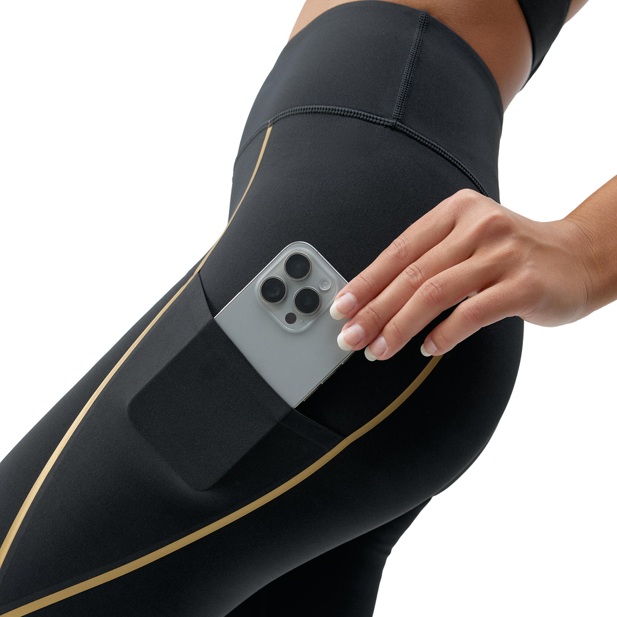 Mallas bolsillos laterales Mujer Born gold negro 3/4