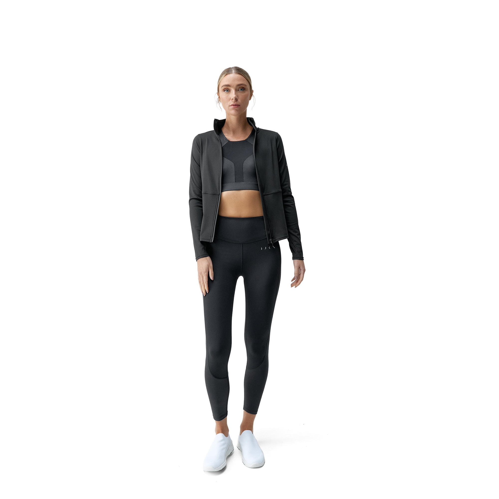 Chaqueta Born Living Yoga mujer tejido Skin_move bolsillos con cremallera negro 2/4
