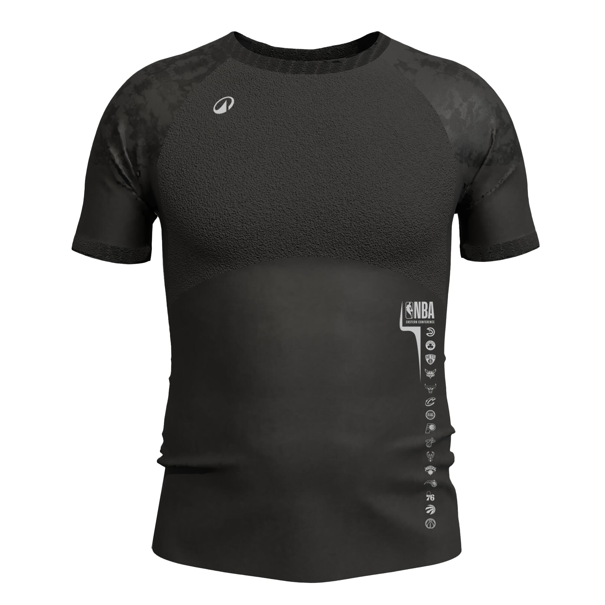 TARMAK Unisex spodné basketbalové tričko NBA s krátkym rukávom 900 čierne S