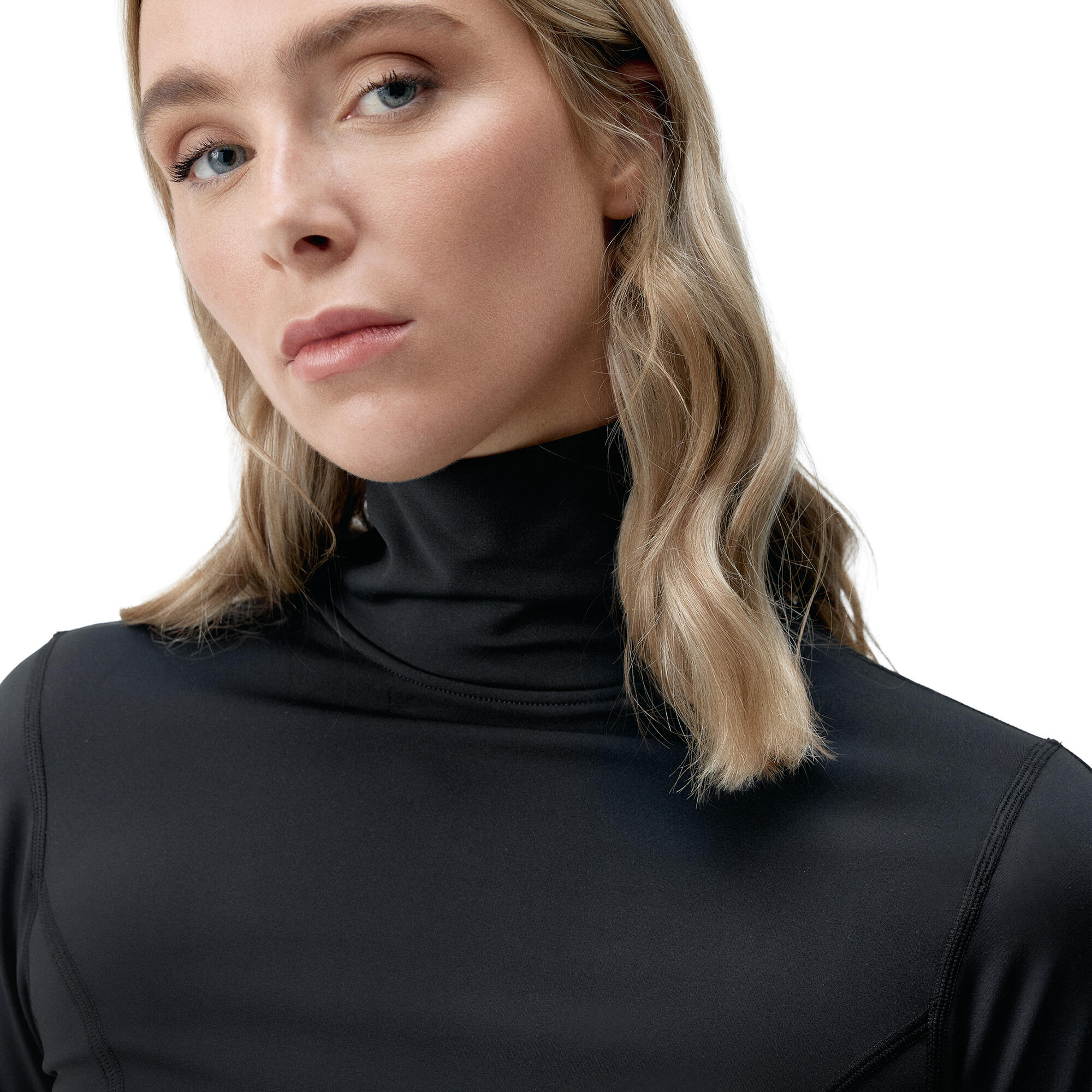 Camiseta manga larga tejido térmico fitness Mujer Born leya negro 3/4