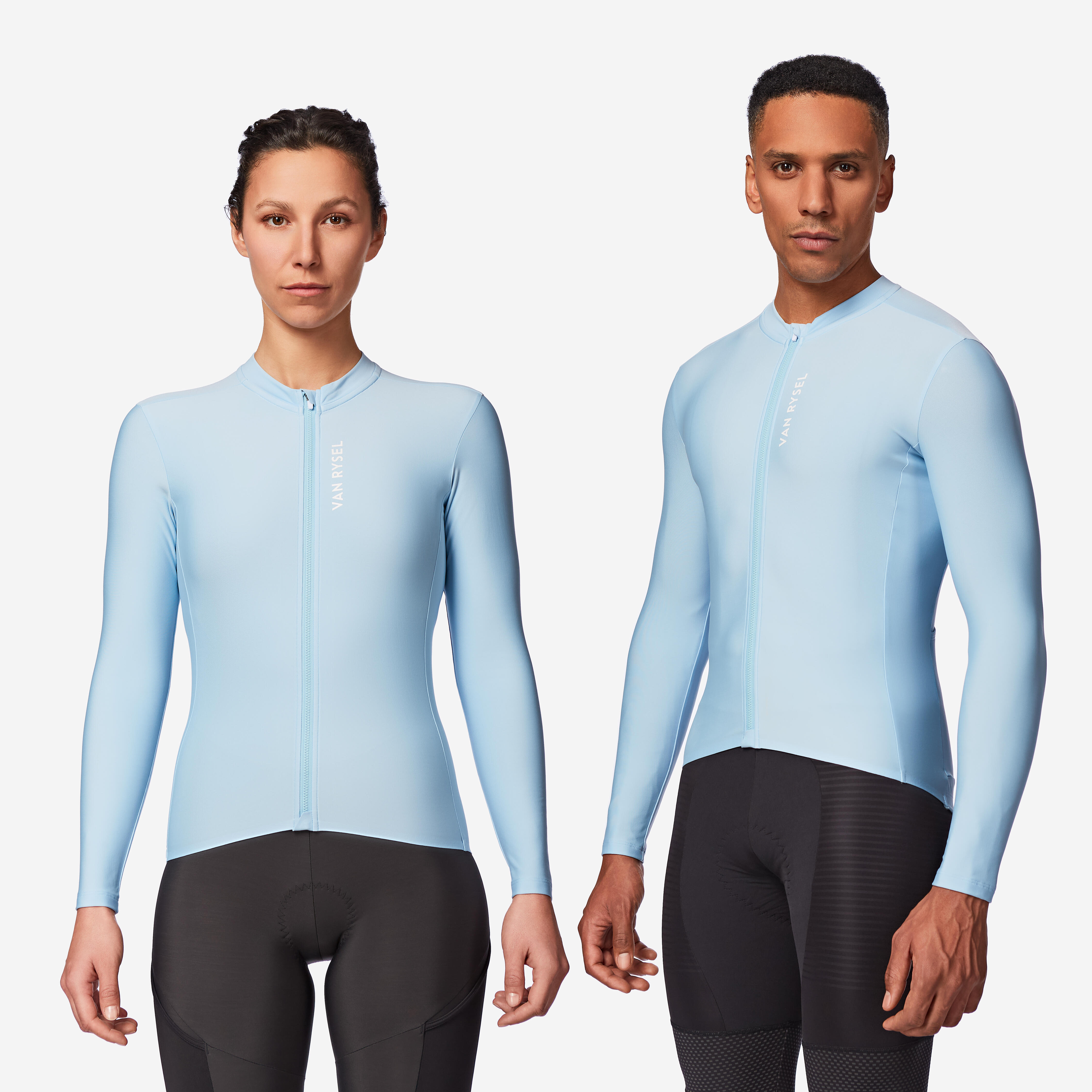VAN RYSEL Unisex cyklistický dres Racer 2 dlhý rukáv bledomodrý S