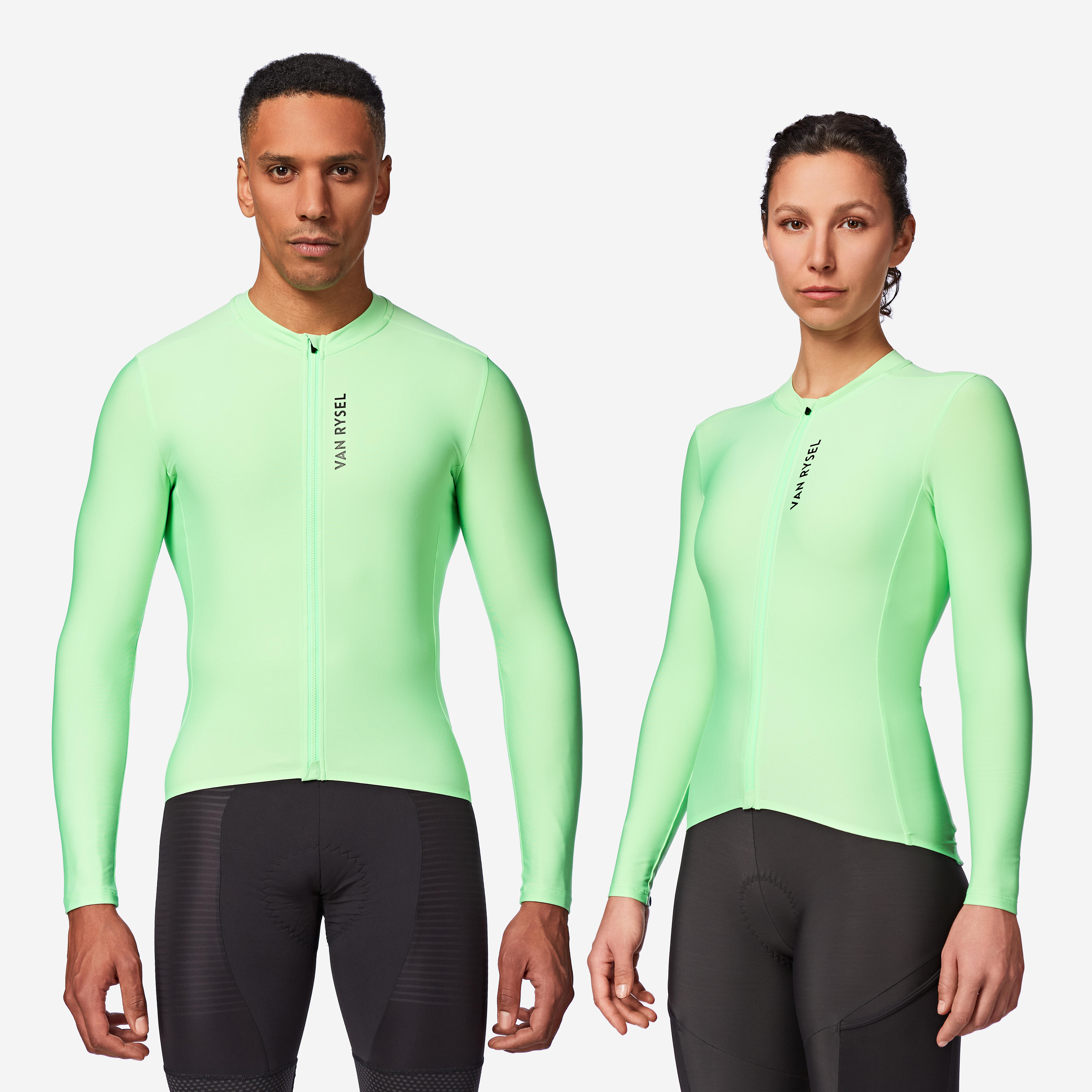 VAN RYSEL Unisex cyklistický dres RCR 2 dlhý rukáv zelený XS