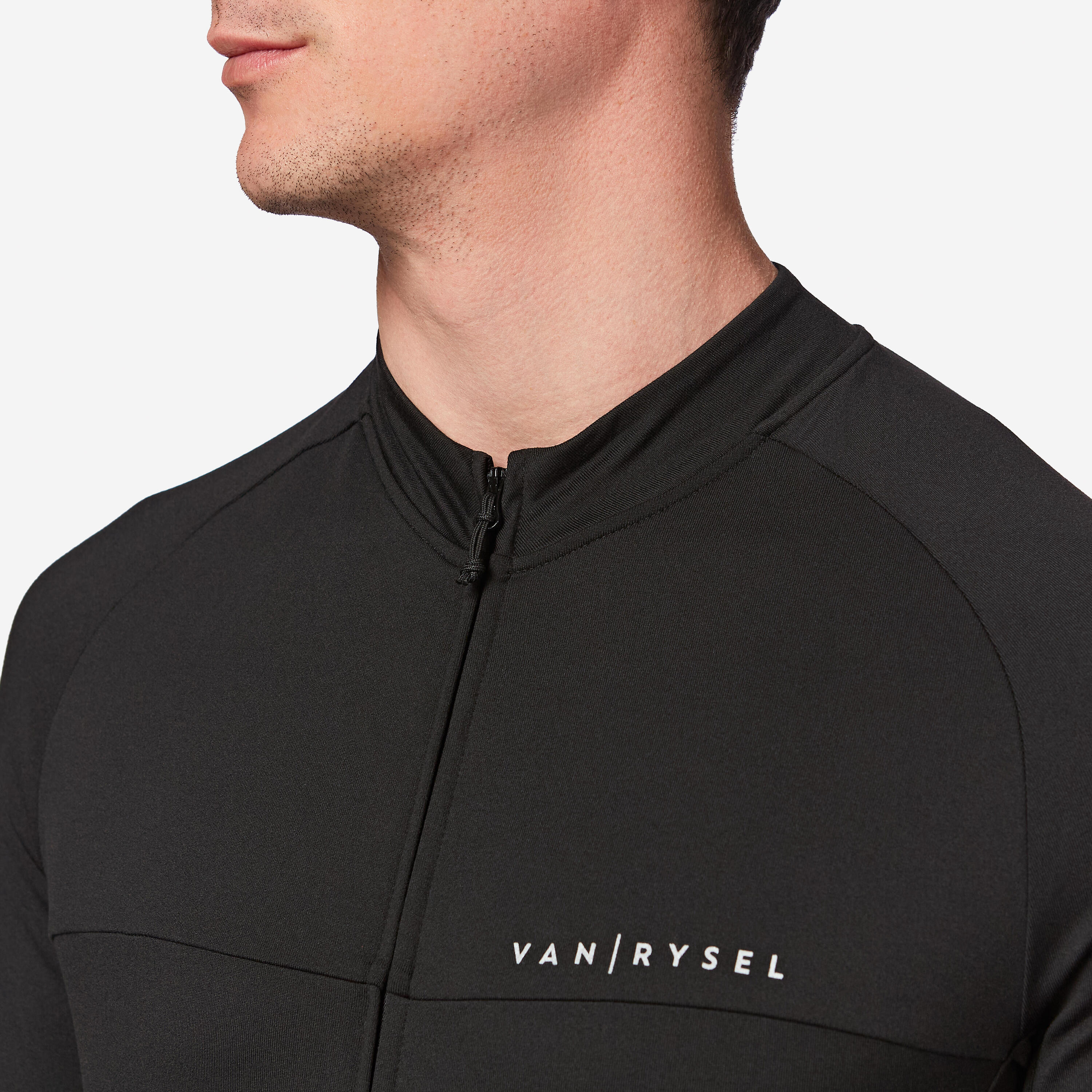 Fietsshirt met lange mouwen voor heren tussenseizoen RC100 zwart