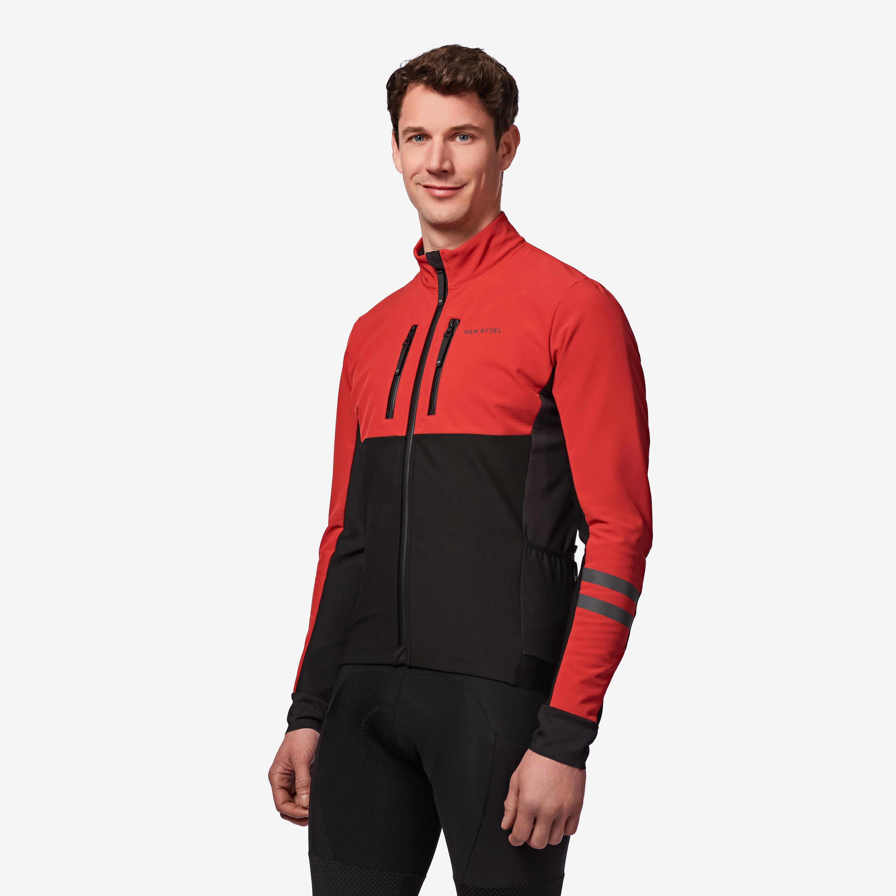 Giacca invernale ciclismo uomo EDR nero-rosso 7/12