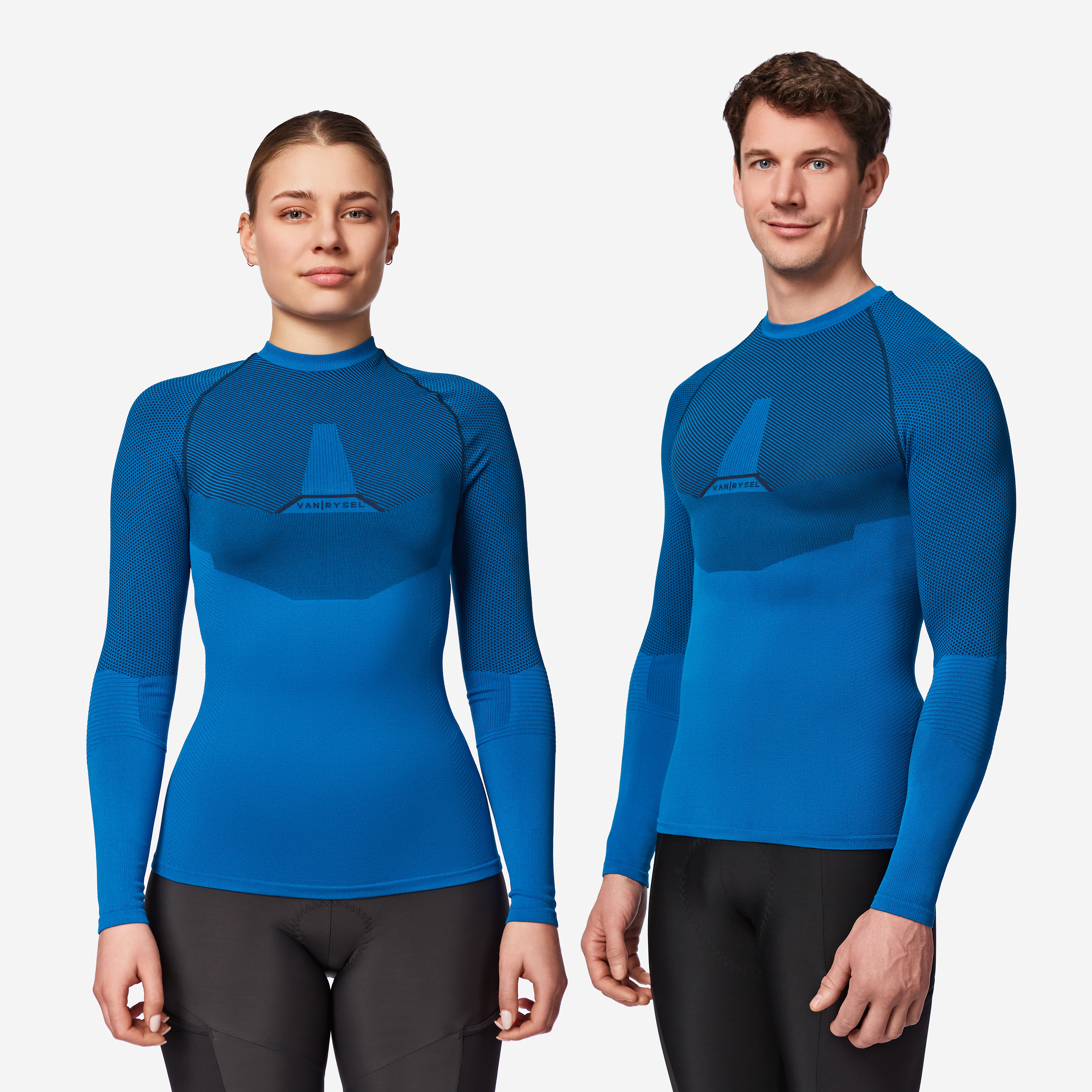 Long-sleeved base layer cycling jersey, Training Electric Blue