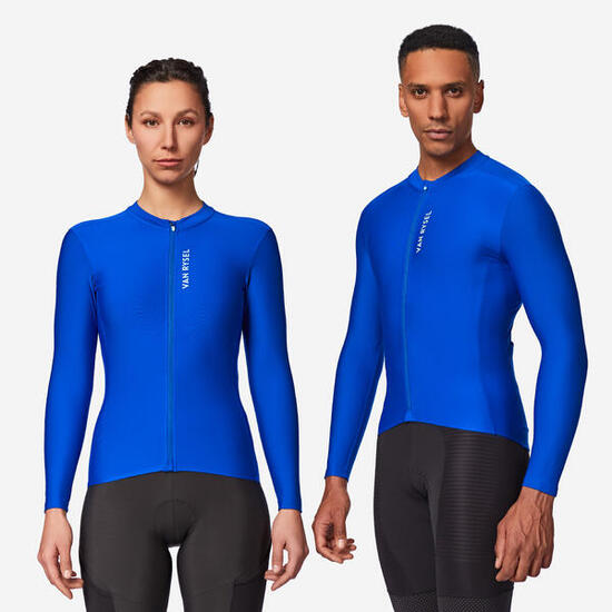 Maglia manica lunga ciclismo unisex RACER 2 tempo fresco azzurra