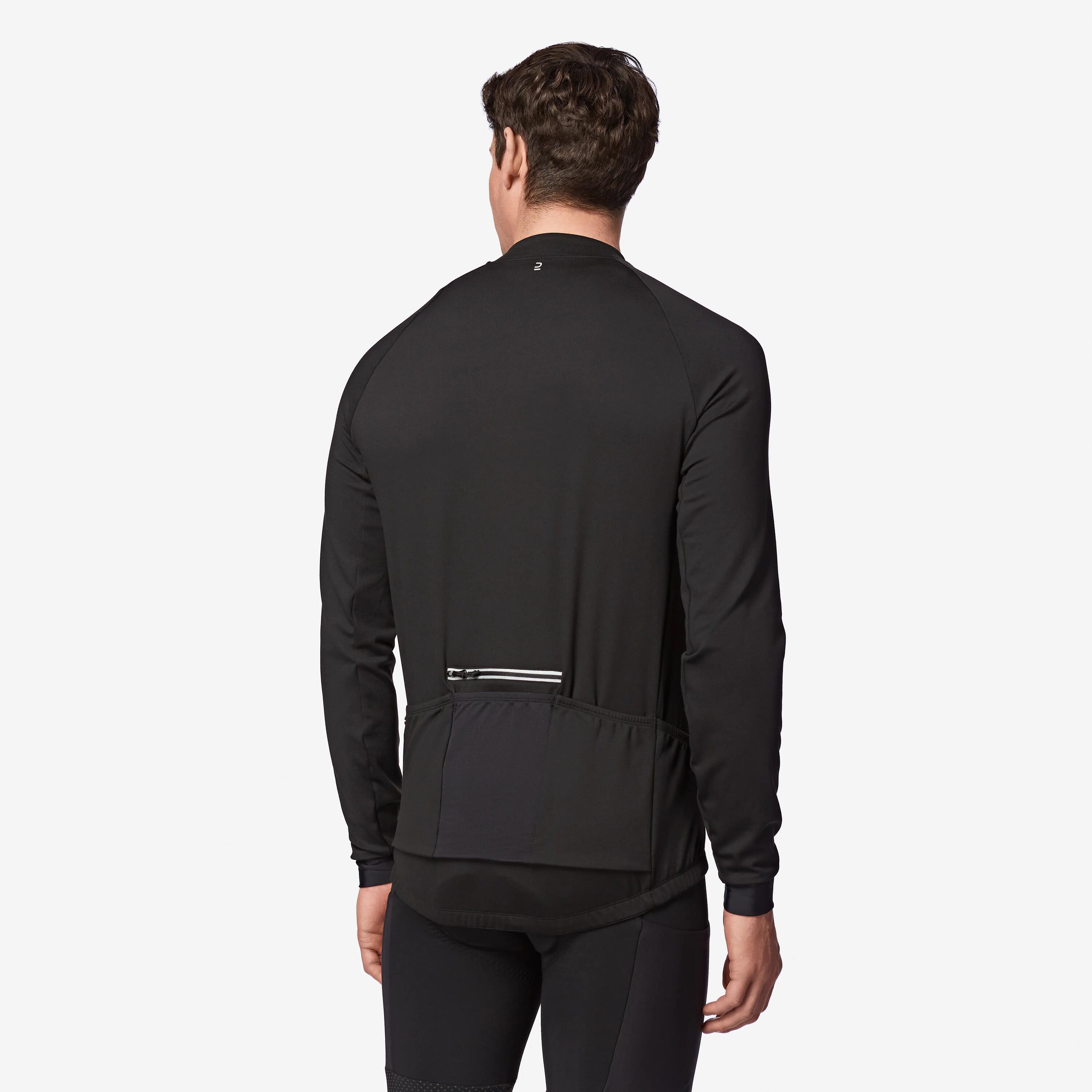 Men's Road Cycling Long-Sleeved Jersey RC100 - Black -  2