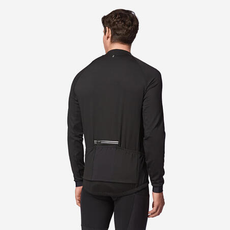 Джерсі з довгими рукавами чоловіче RC100 для шосейного велоспорту чорне